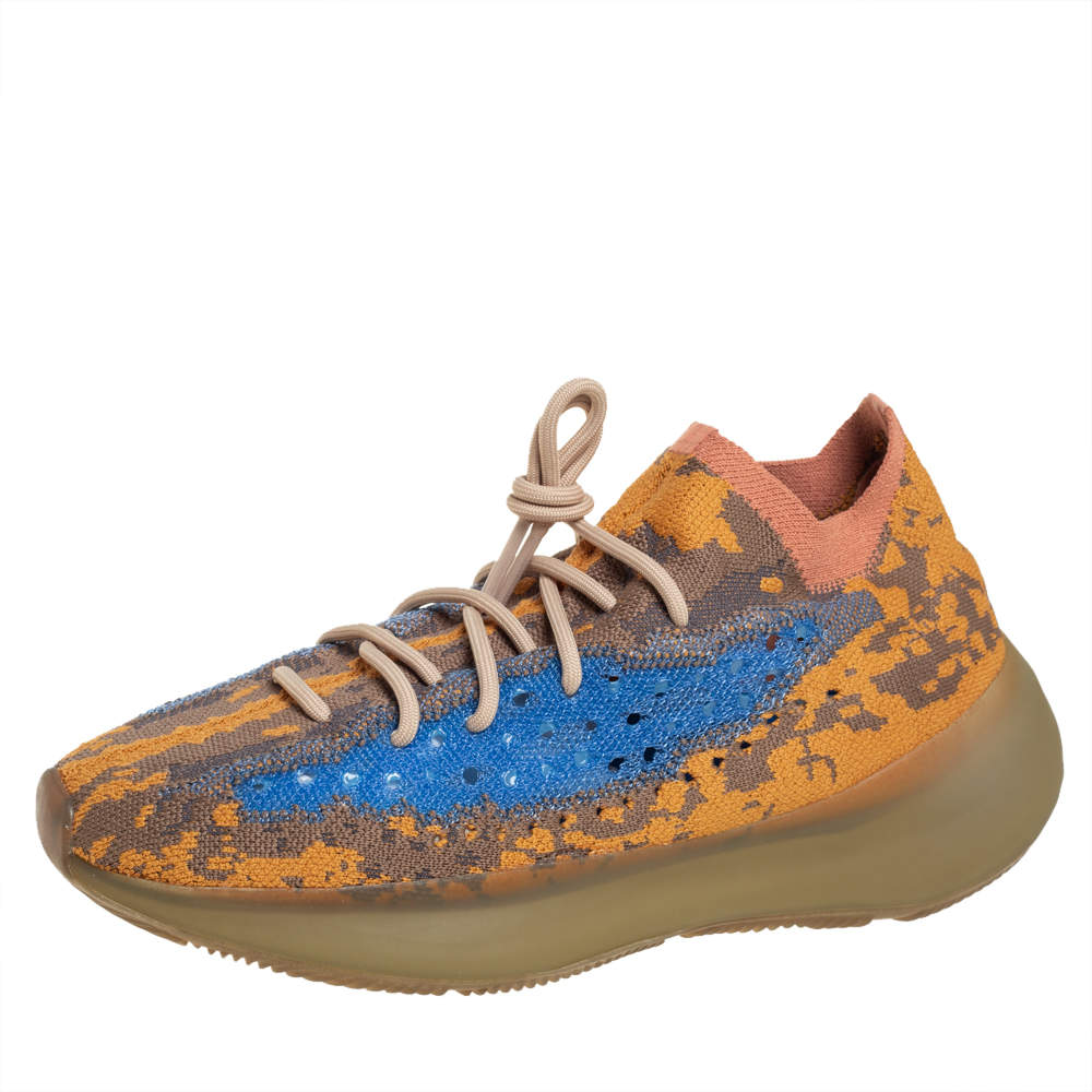 مملوكة مسبقًا Yeezy x adidas Multicolor Knit Fabric Boost 380 Oat Sneakers Size 44