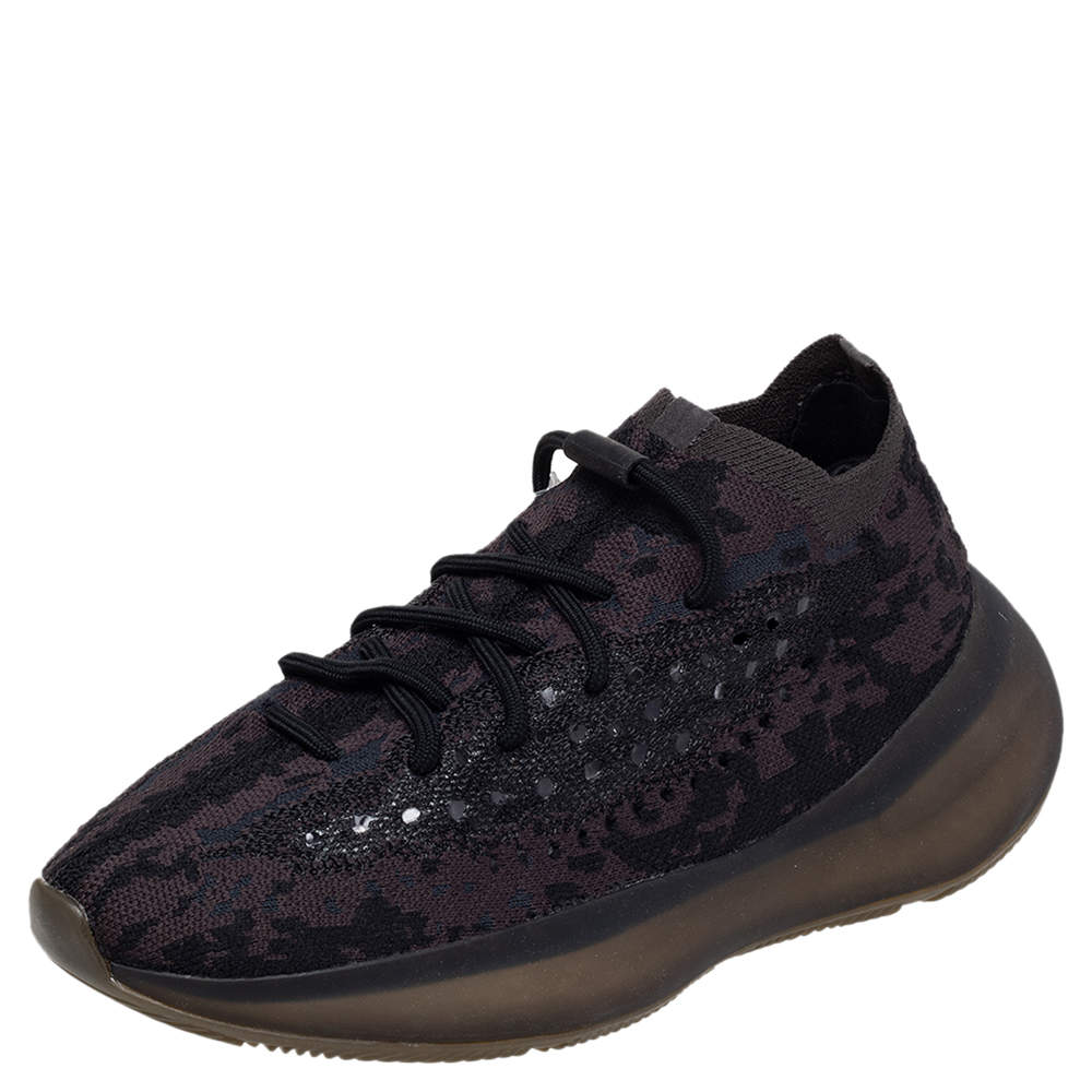 Pre Owned Yeezy x Adidas Multicolor Knit Fabric Boost 380 Onyx Sneakers Size 40 2/3