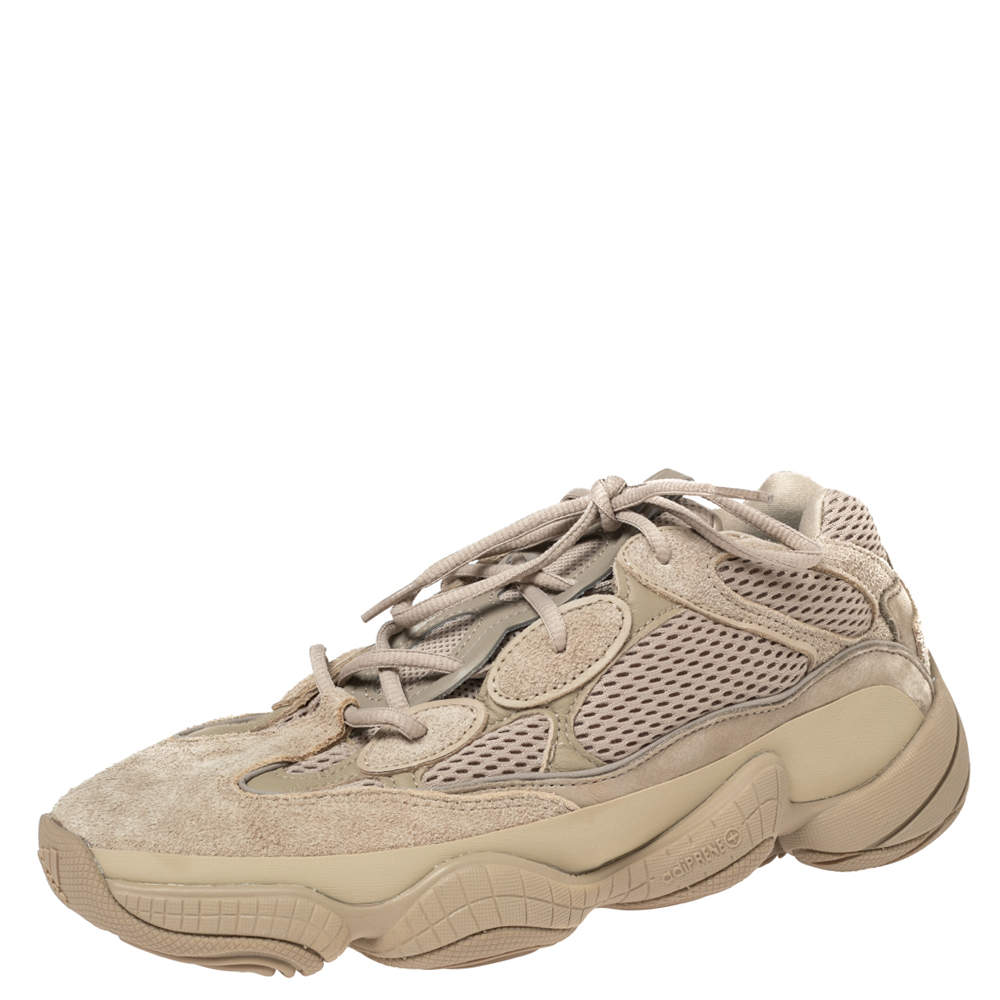 Pre Owned Yeezy x Adidas Beige Mesh And Suede 500 Taupe Light Sneakers Size 42 2/3