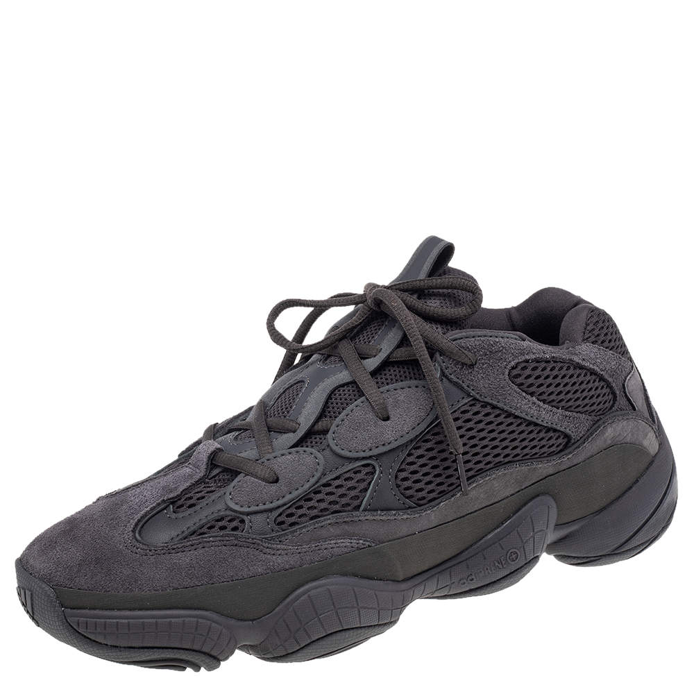 Pre Owned Yeezy x Adidas Grey Leather, Suede, And Mesh Yeezy 500 Utility Low Top Sneakers Size 46