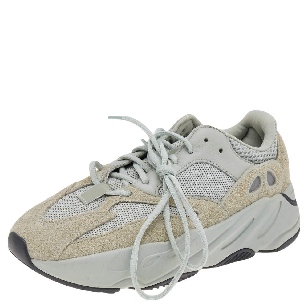 Pre Owned Yeezy x Adidas Grey Mesh And Suede Boost 700 Salt Sneakers Size 42