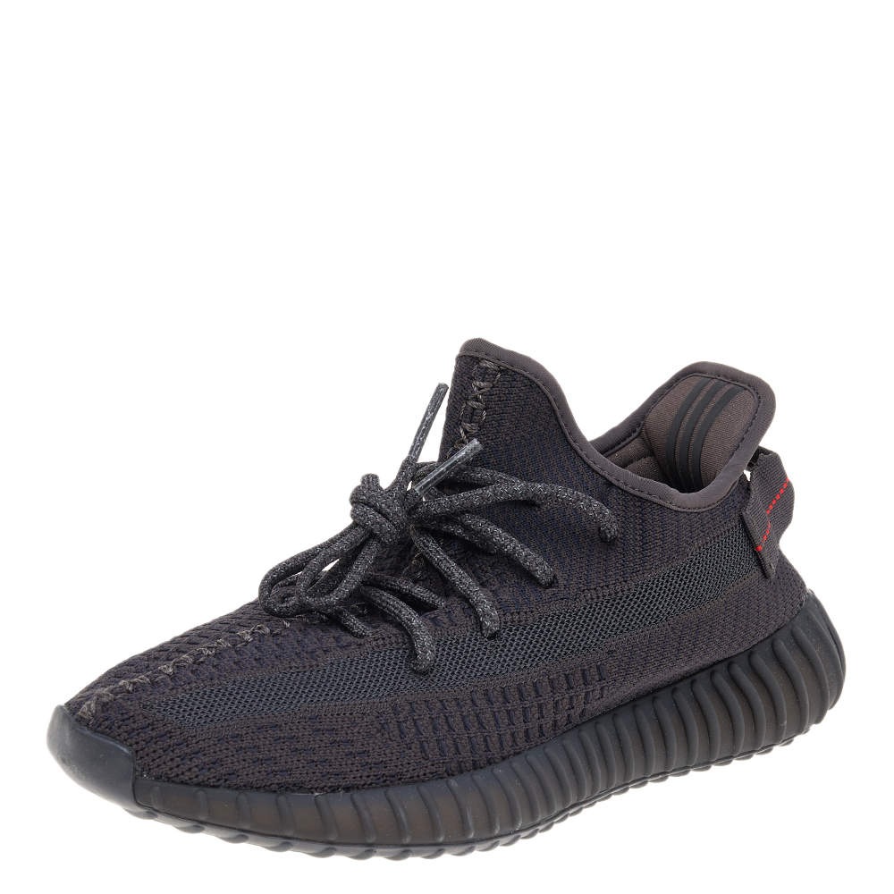 مملوكة مسبقًا Yeezy x Adidas Black Knit Fabric Boost 350 V2 Static Reflective Low Top Sneakers Size 39 1/3