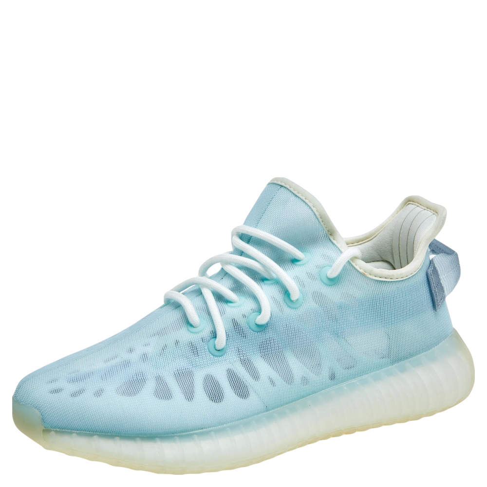 Pre Owned Yeezy x Adidas Blue Mesh 350 V2 Mono Ice Sneakers Size 38