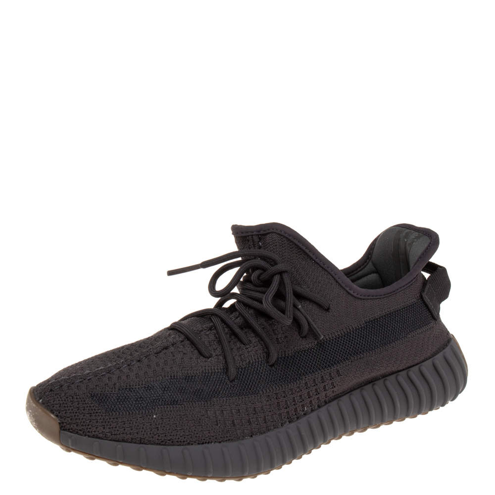 Pre Owned Yeezy x Adidas Black Knit Fabric Boost 350 V2 Sneakers Size 46 