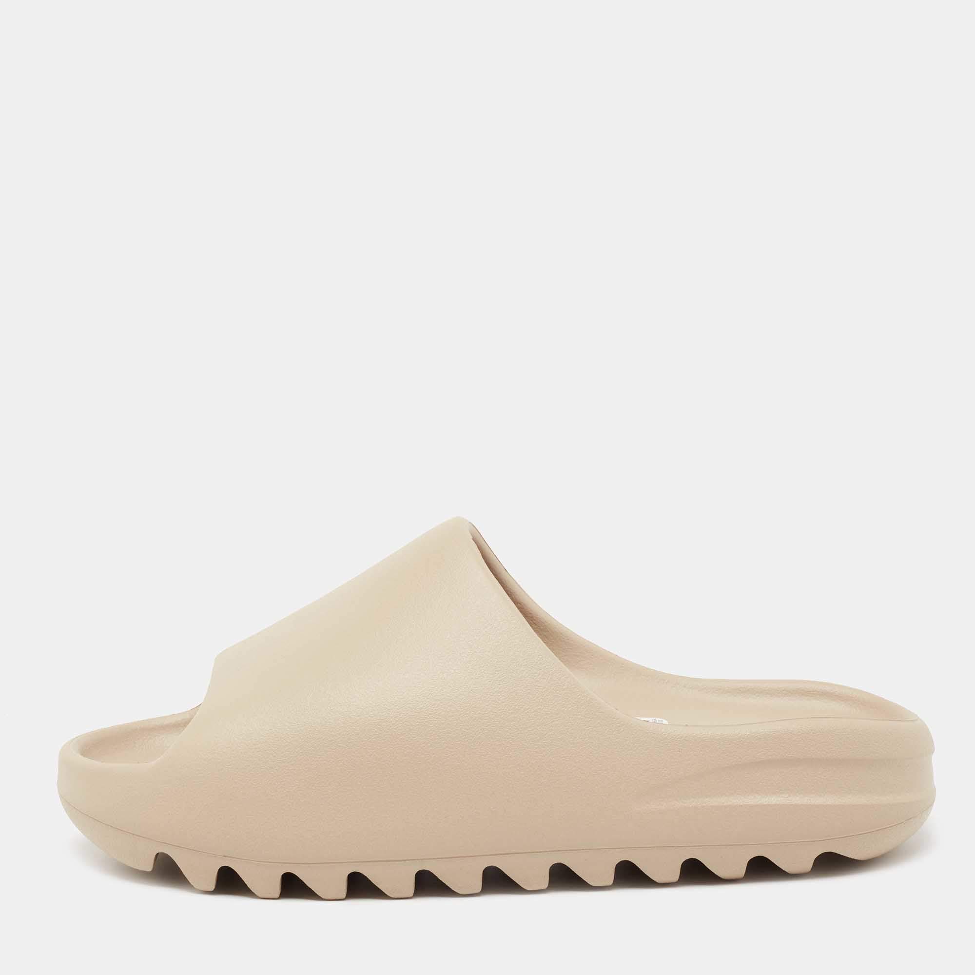 Pre Owned Yeezy x Adidas Beige Rubber 'Pure' Slide Sandals Size 43