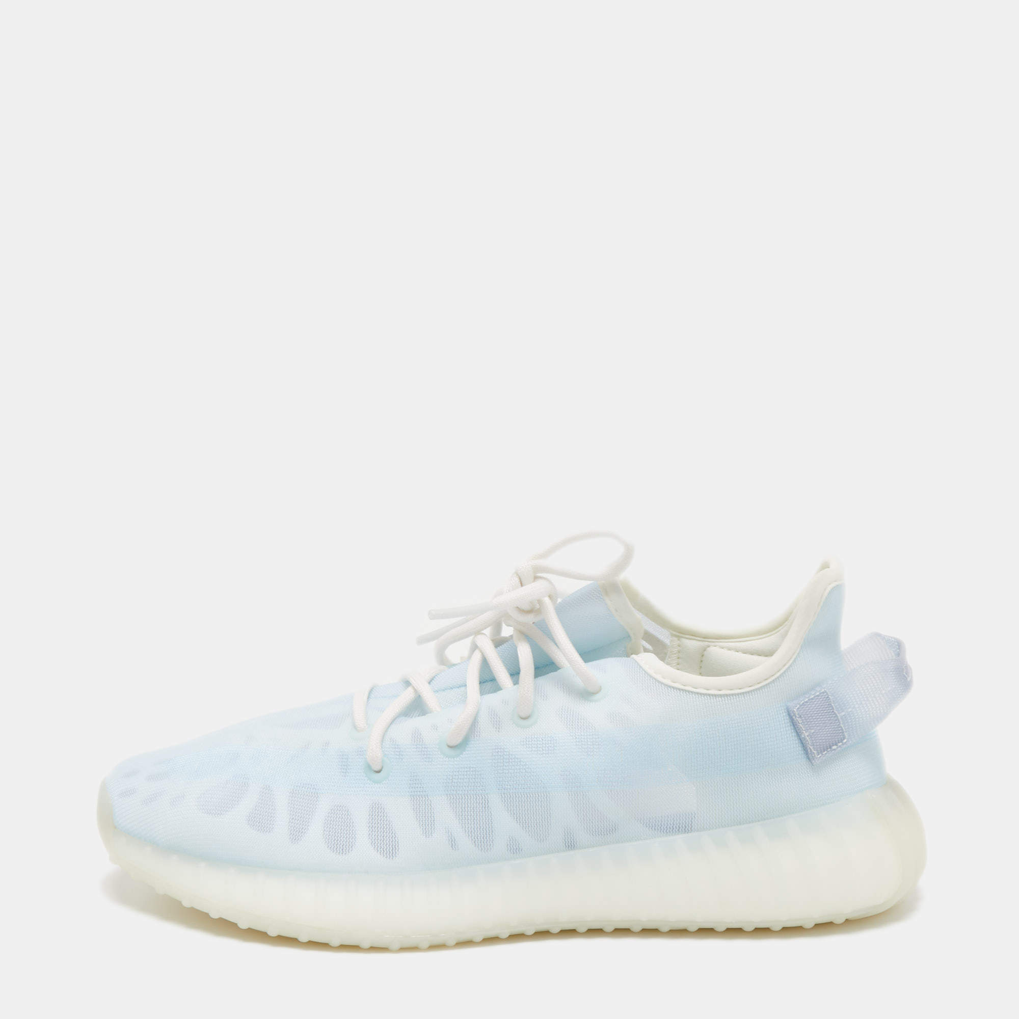 Pre Owned Yeezy x Adidas Light Blue Mesh Boost 350 V2 Mono Ice Sneakers Size 44