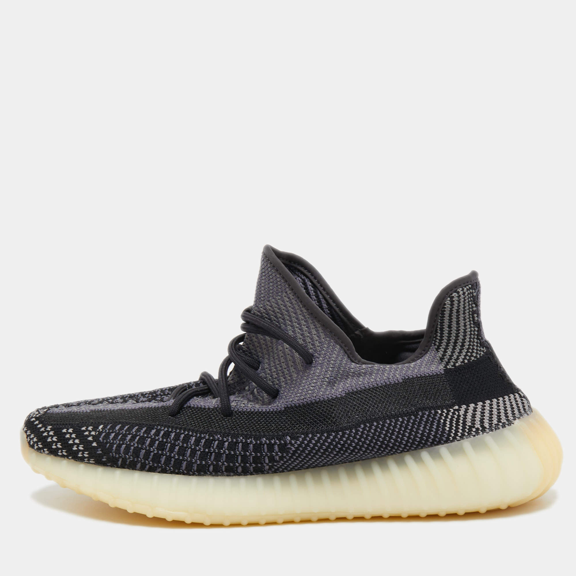 Yeezy x Adidas Black/Grey Knit Fabric and Mesh Boost 350 V2 Sneakers Size 44 2/3