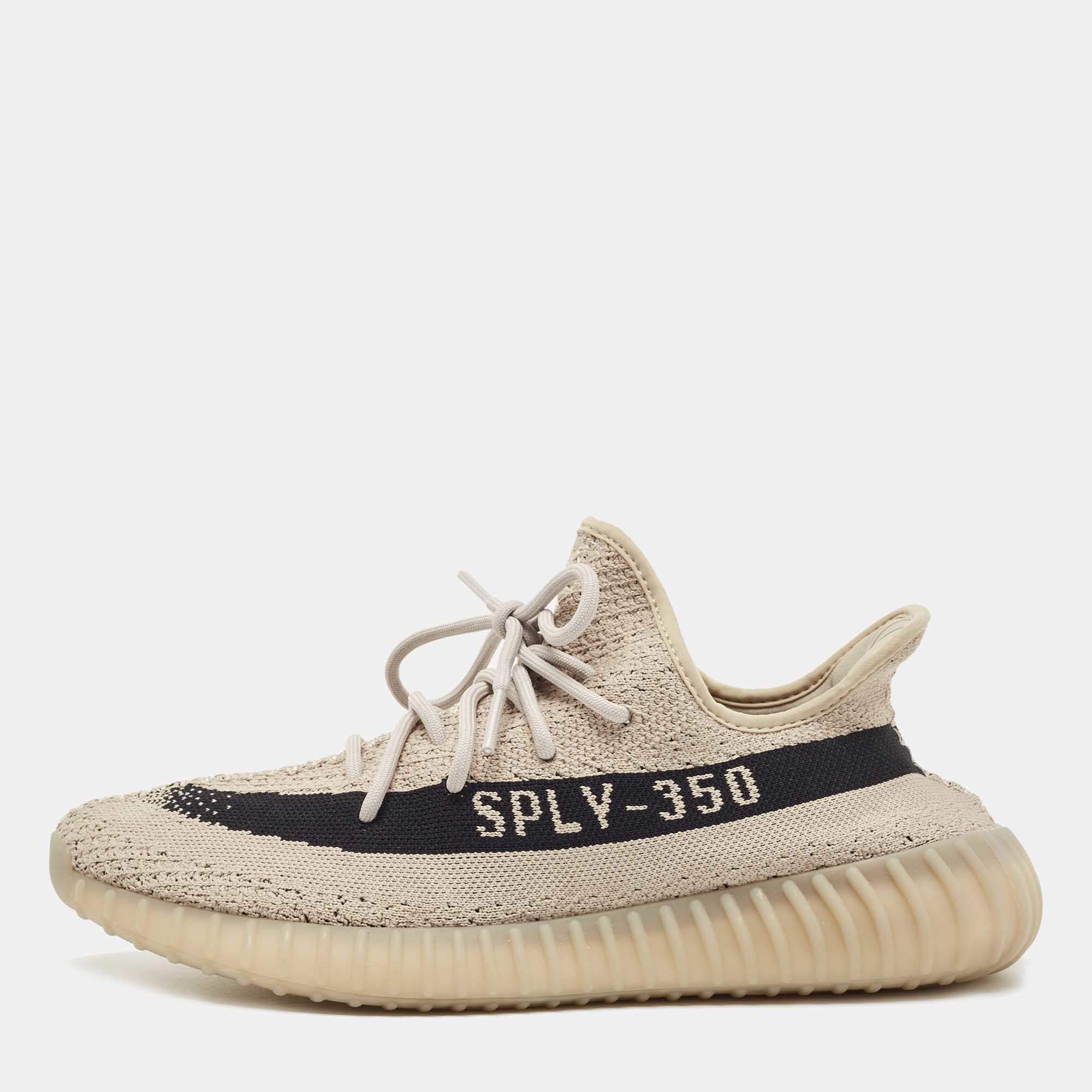 Yeezy x Adidas Grey/Black Knit Fabric Boost 350 V2 Slate Sneakers Size 46