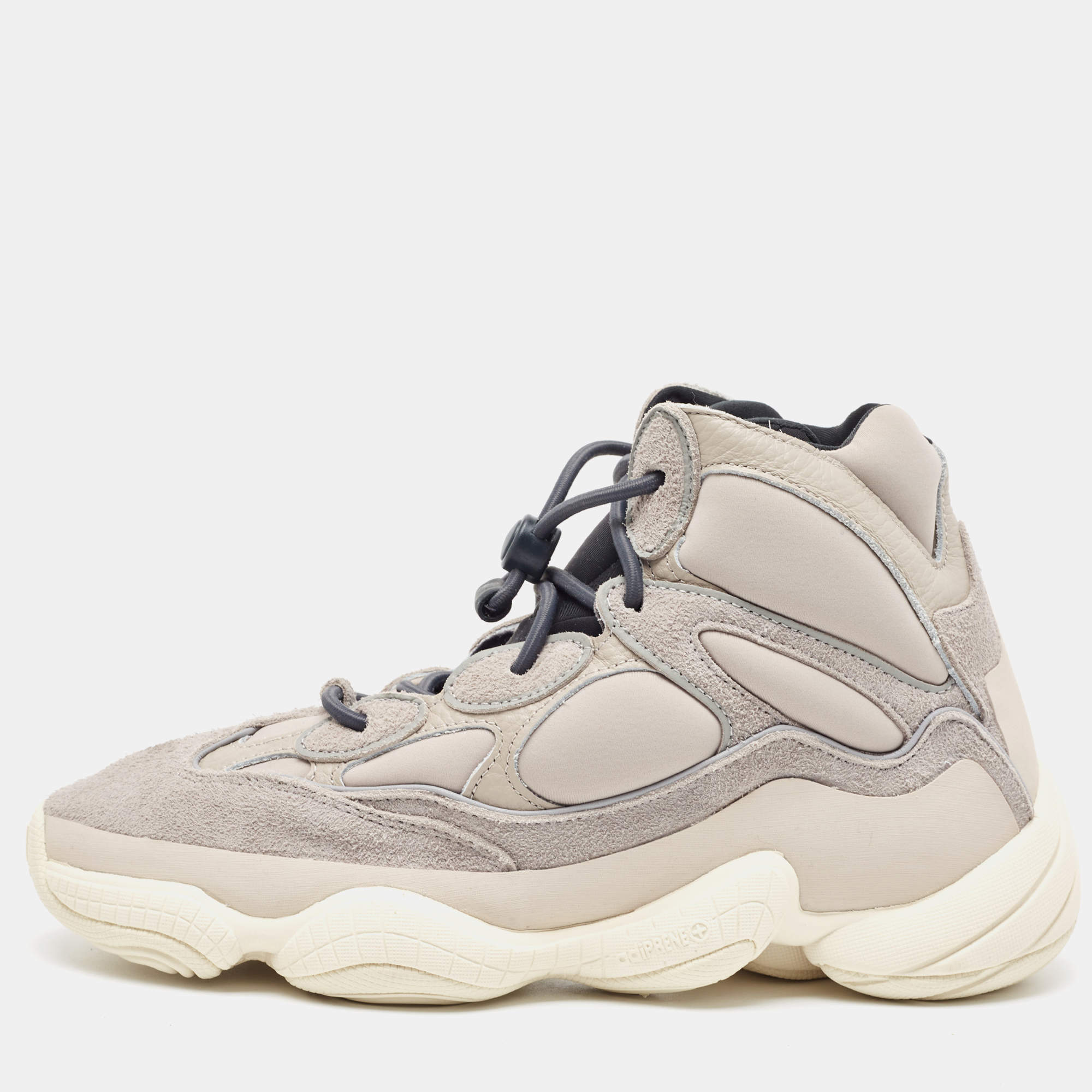 Pre Owned Yeezy x Adidas Grey Nubuck and Fabric Boots 500 Mist Stone High Sneakers Size 45.5