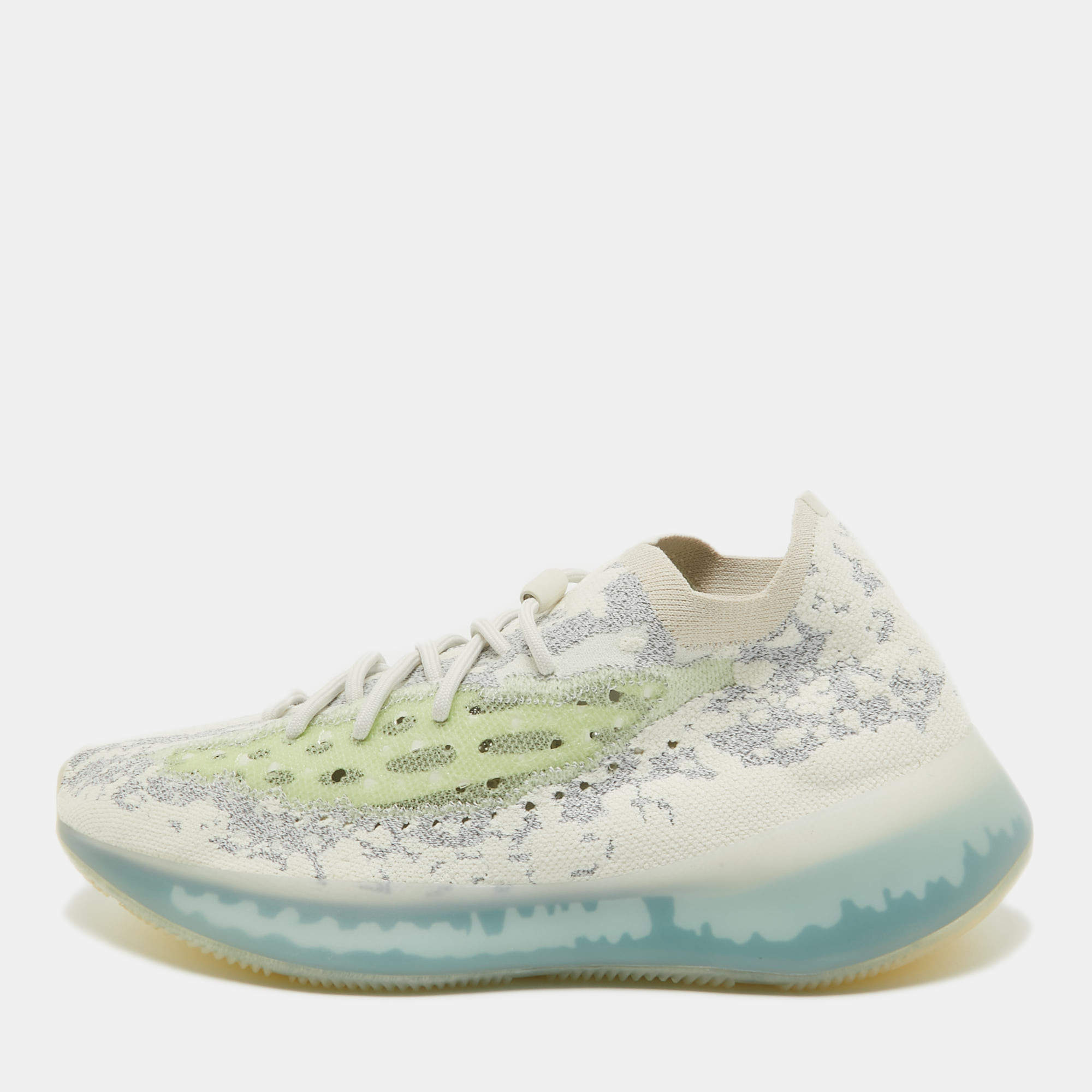 Pre Owned Adidas x Yeezy Blue/White Knit Fabric Boost 380 Alien Sneakers Size 47 1/3