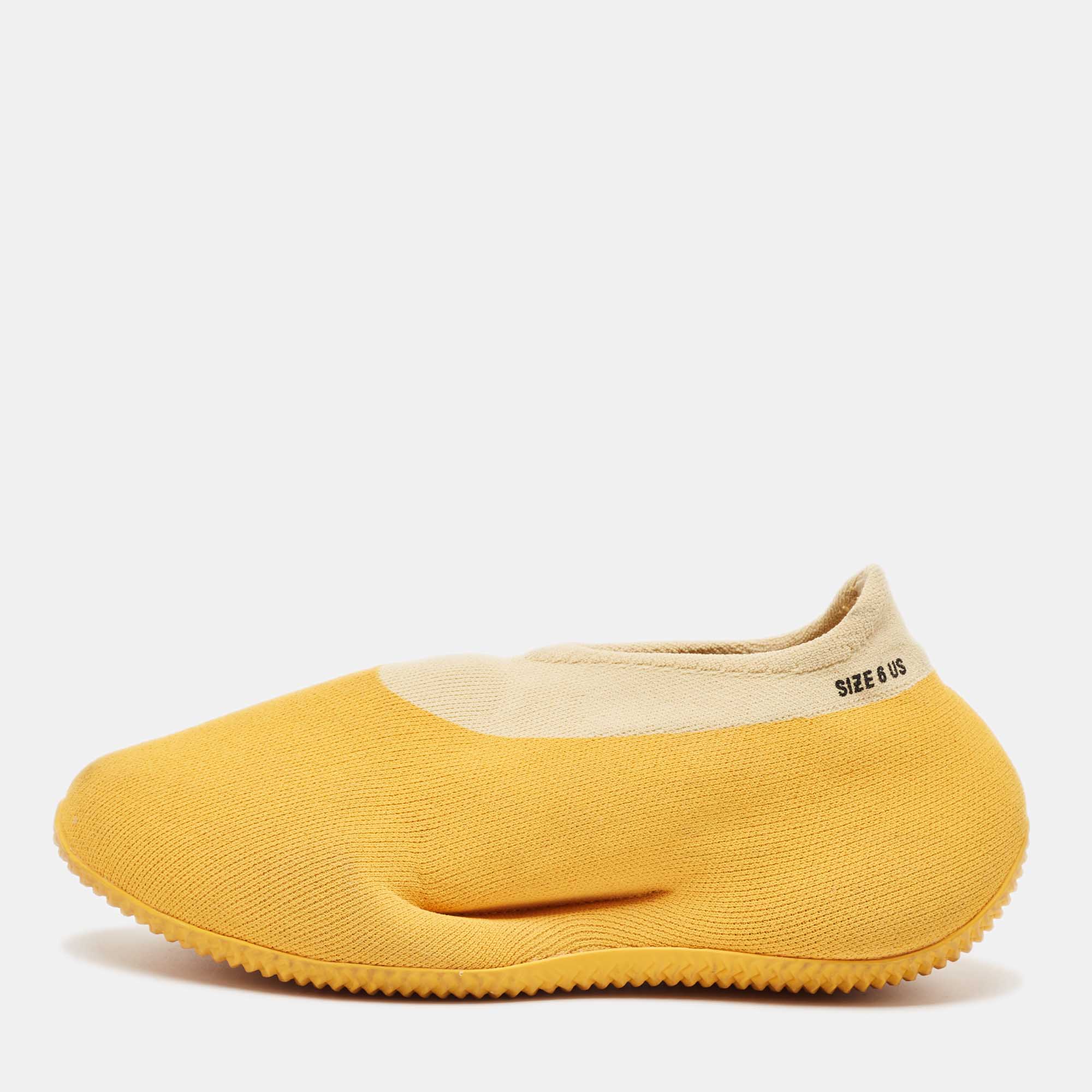 Yeezy x Adidas Yellow Knit Fabric  Low Top Sneakers Size 38.5