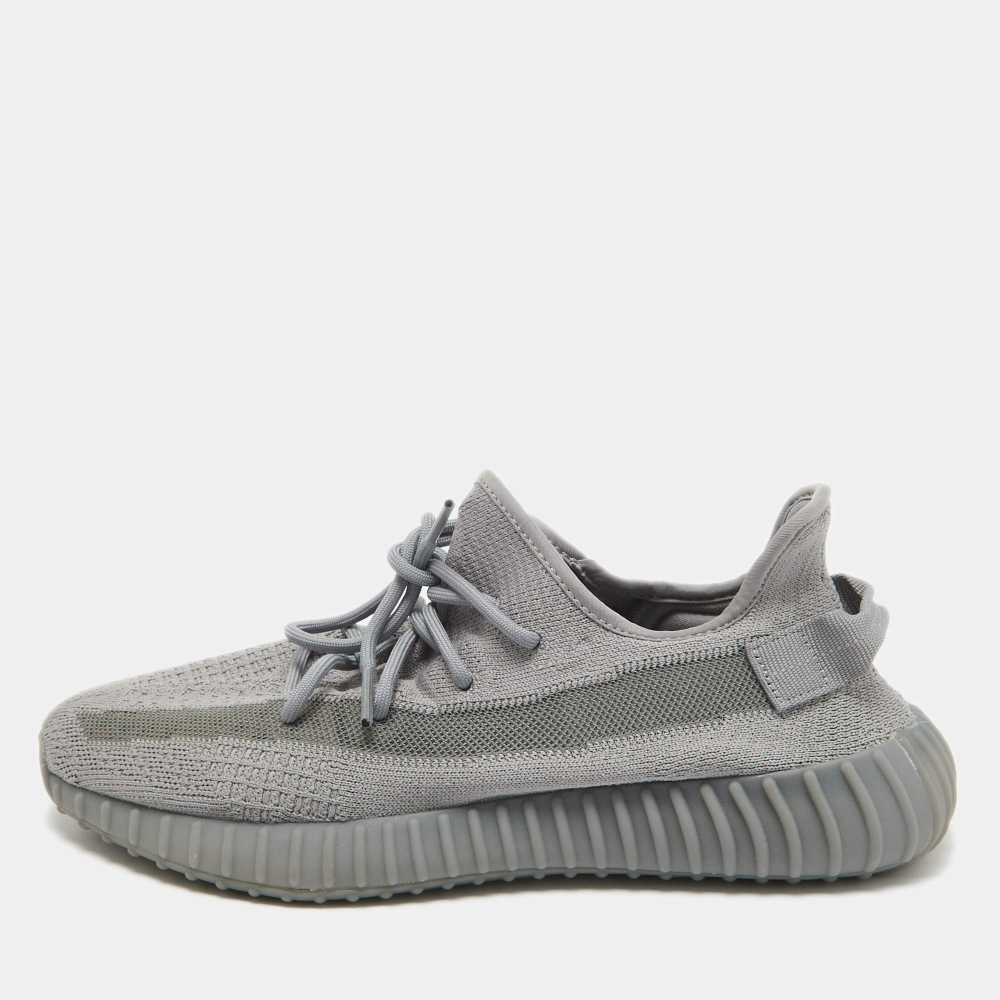Yeezy x Adidas Grey Knit Fabric Boost 350 V2 Grey Sneakers Size 46