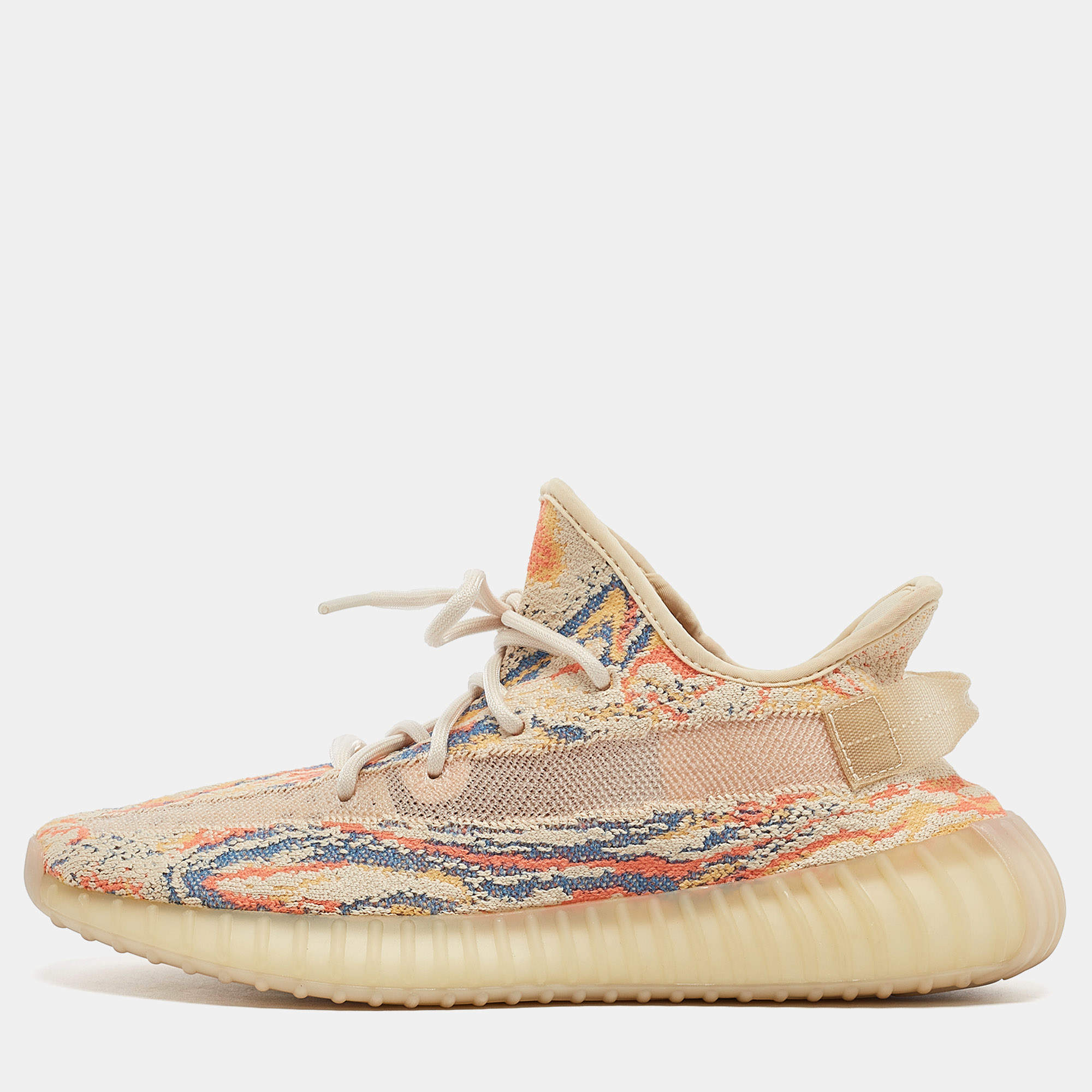 Pre Owned Yeezy x Adidas Multicolor Knit Fabric Boost 350 V2 MX Oat Sneakers Size 42 2/3