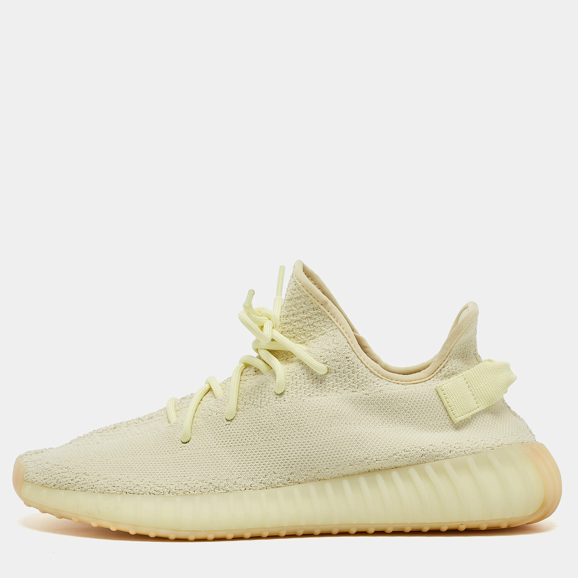 Yeezy x Adidas Light Yellow Knit Fabric Boost 350 V2 Butter Sneakers Size 46