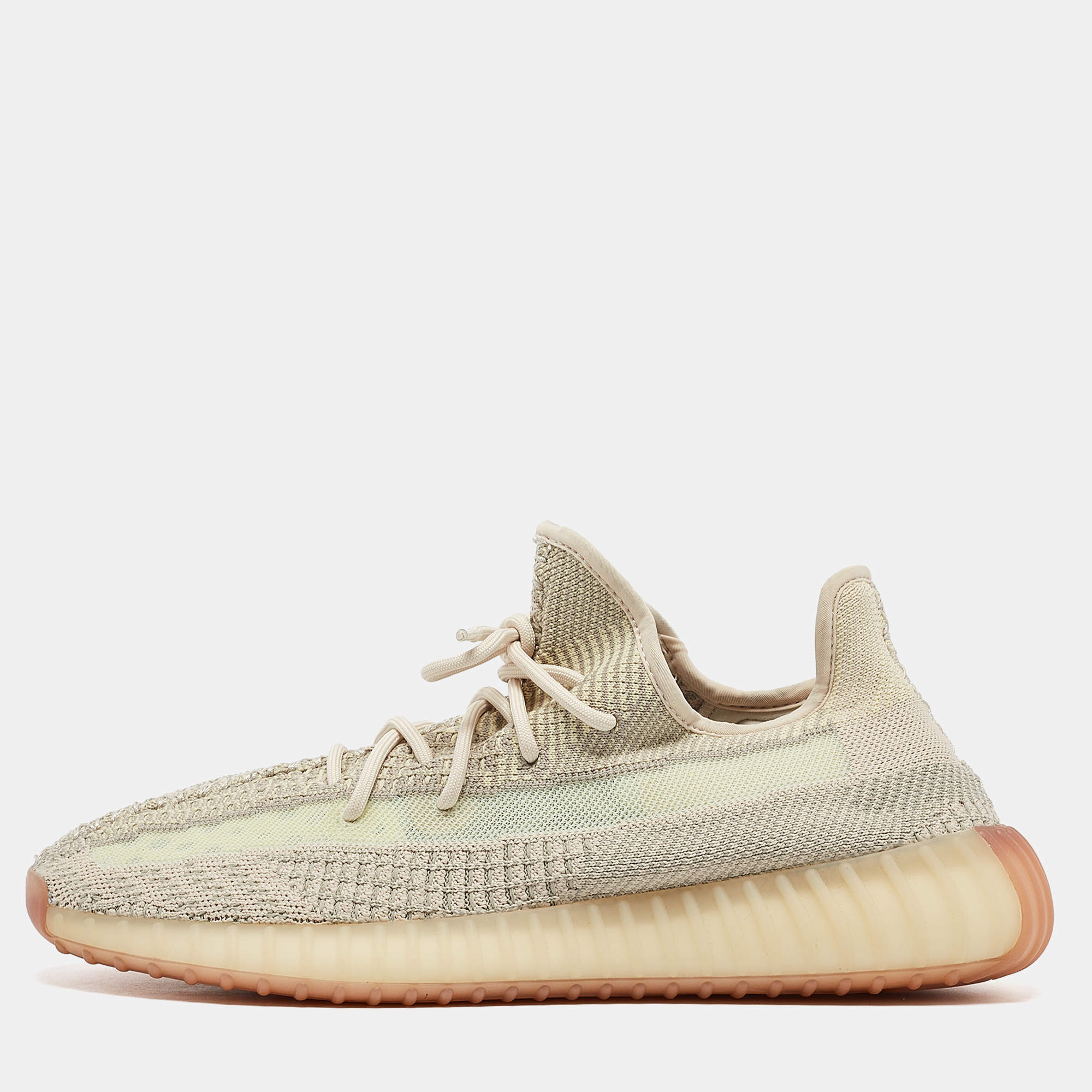 Yeezy x Adidas Pale Green Knit Fabric Boost 350 V2 Citrin (Non Reflective) Sneakers Size 46