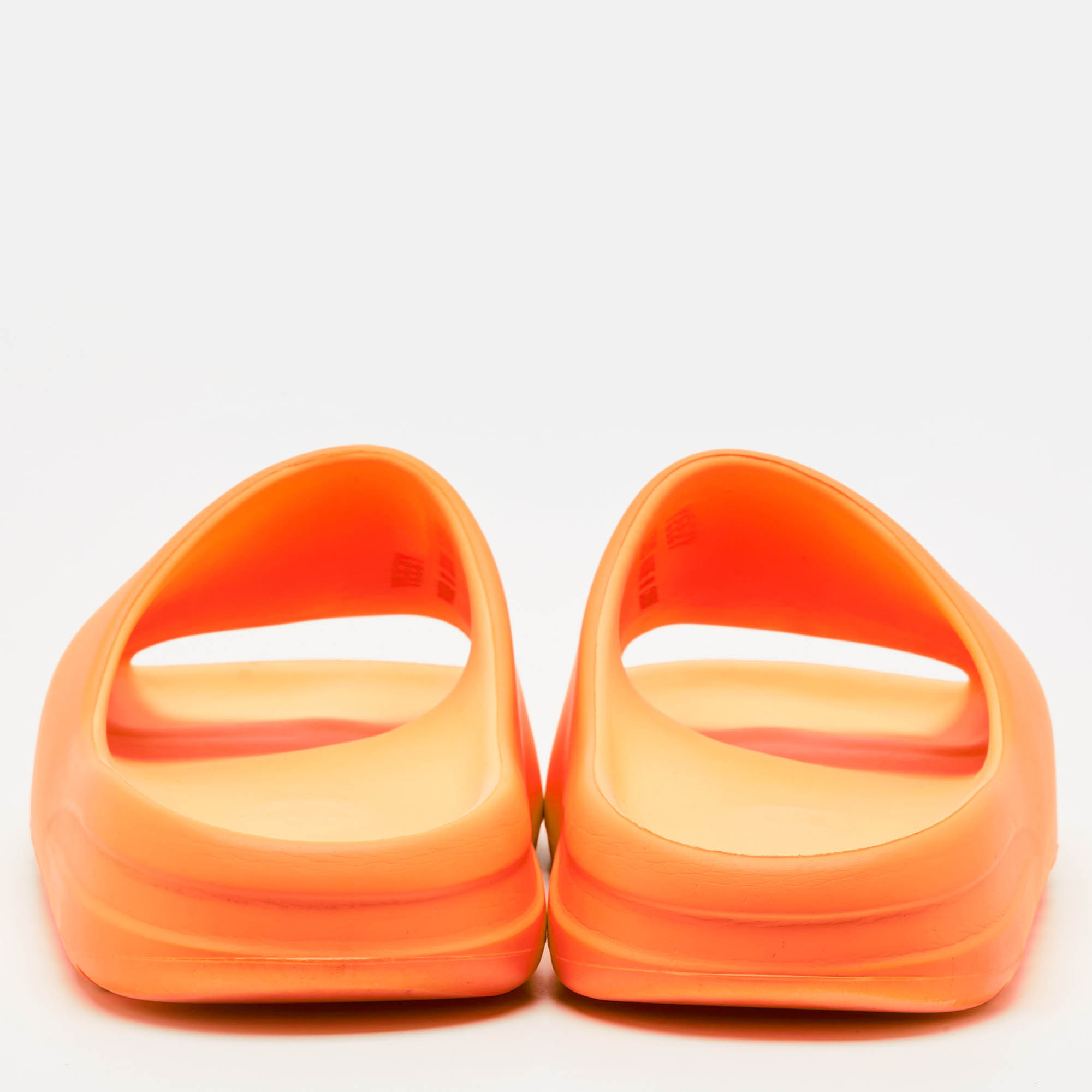 Pre Owned Yeezy x Adidas Orange Rubber Slide Sandals Size 46
