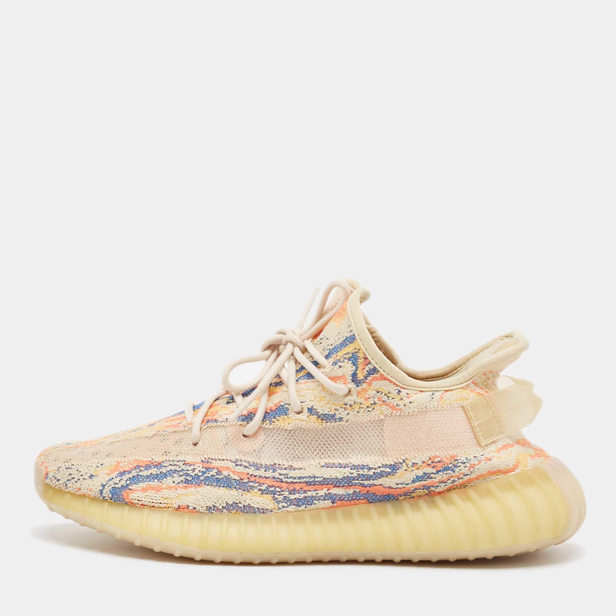 Pre Owned Yeezy Multicolor Knit Fabric Boost 350 V2 MX Oat Sneakers Size 43 1/3