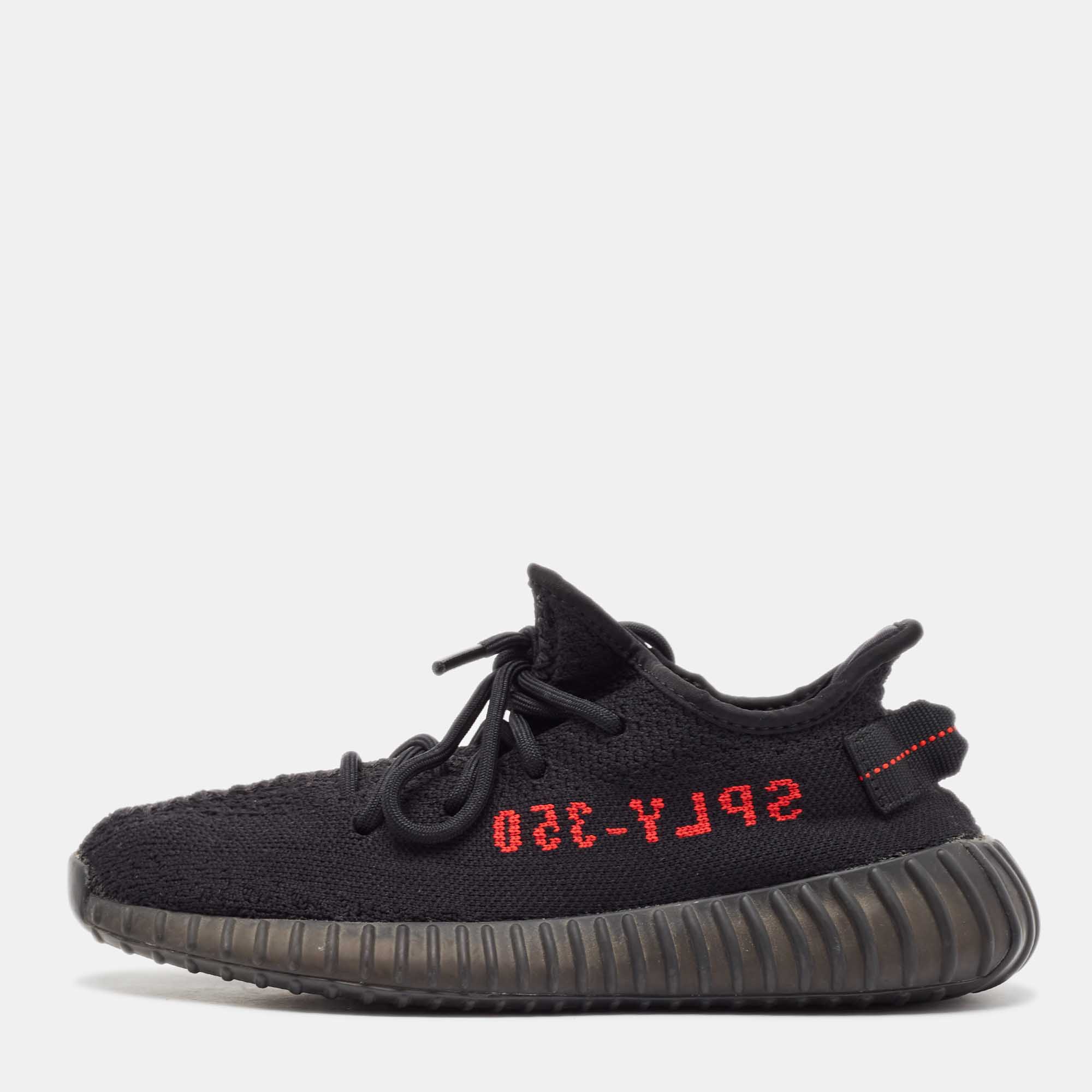 Yeezy x Adidas Black Knit Fabric Boost 350 V2 Bred Sneakers Size 38