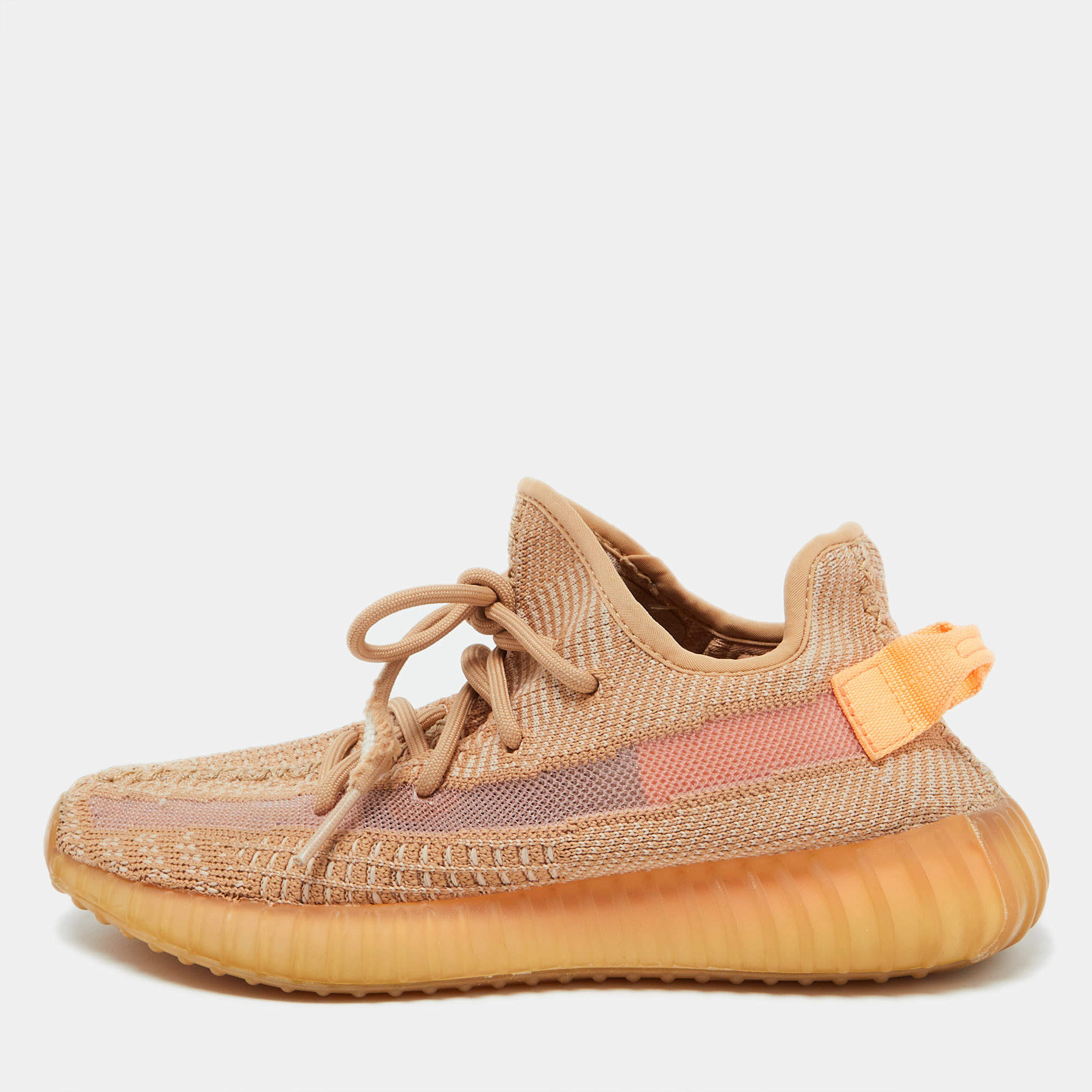 Yeezy x Adidas Orange Knit Fabric Boost 350 V2 Clay Sneakers Size 39 1/3