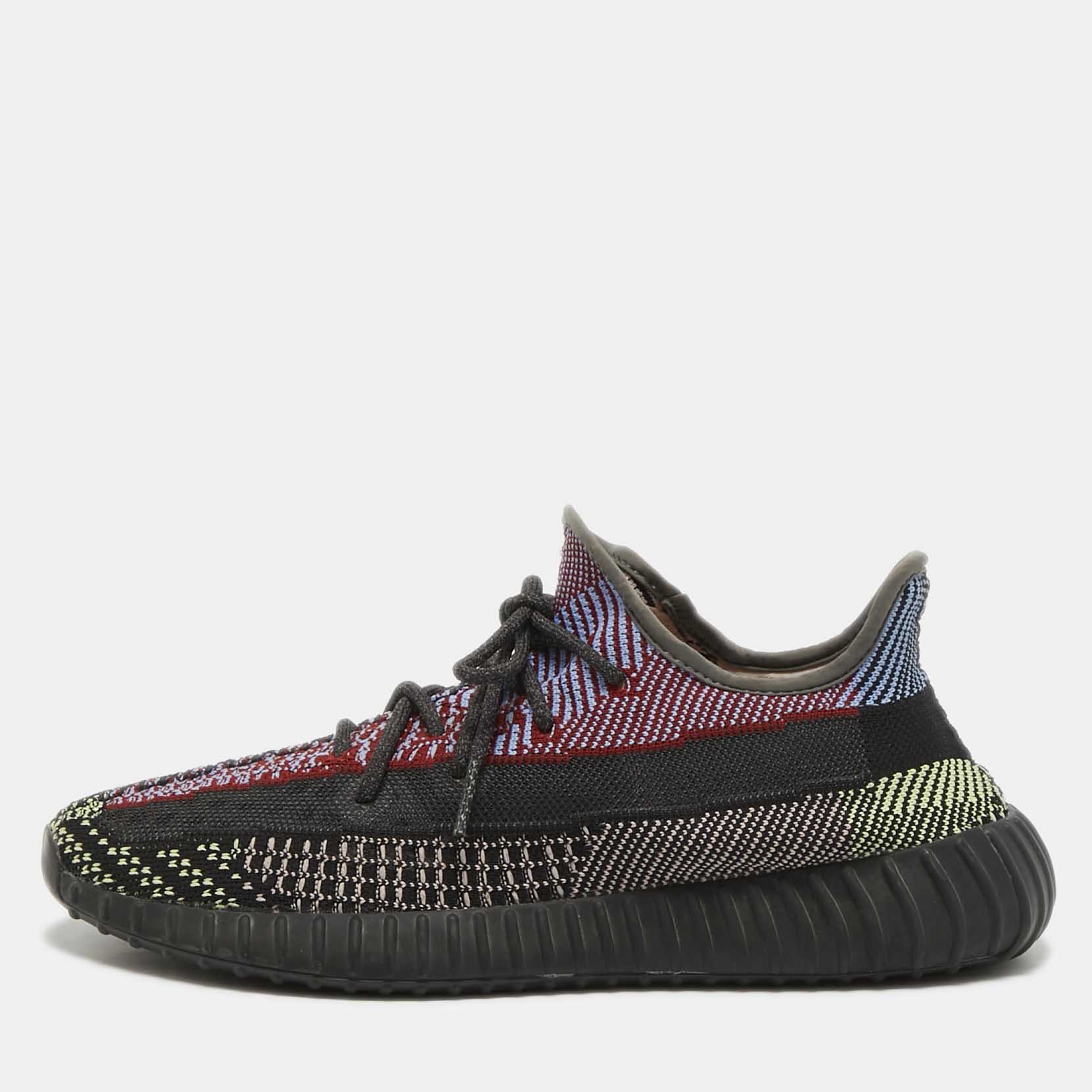 Pre Owned Yeezy x Adidas Multicolor Knit Fabric Boost 350 V2 Yecheil (Non-Reflective) Sneakers Size 46 2/3