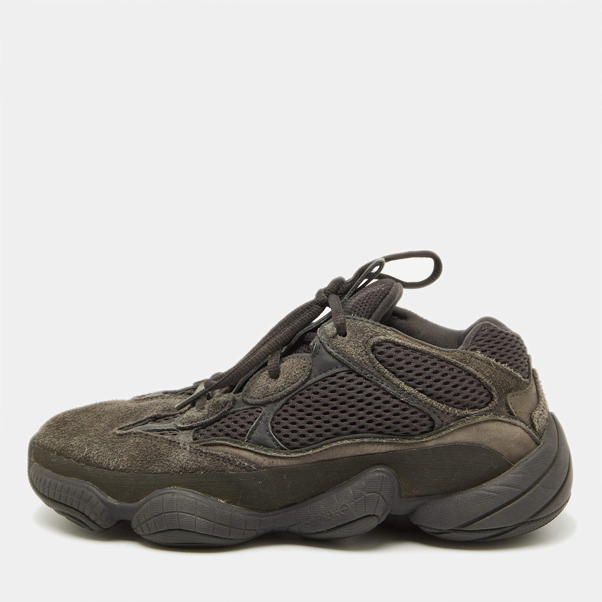 Yeezy x Adidas Grey Suede and Mesh Boost 500 Utility Black Sneakers Size 39 1/3