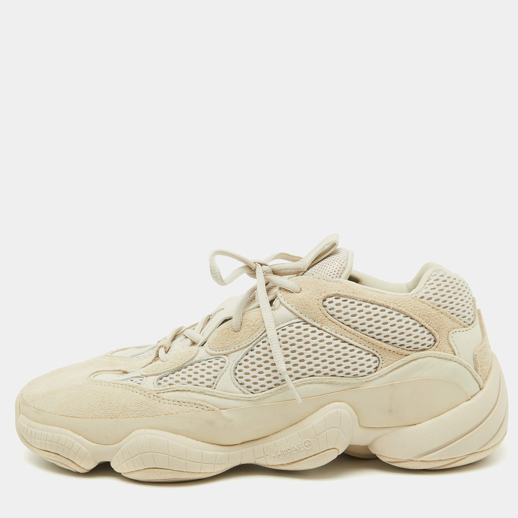 Pre Owned Yeezy x Adidas Cream Suede and Mesh Yeezy 500 Blush/Desert Rat Sneakers Size 47 1/3