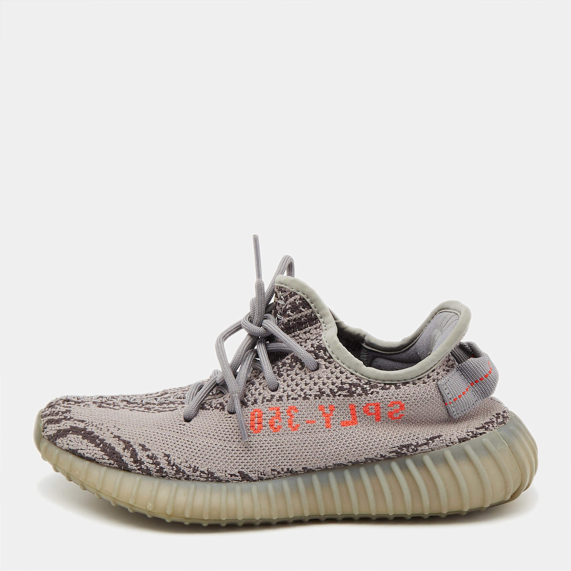 Yeezy x Adidas Grey Knit Fabric Boost 350 V2 Beluga Sneakers Size 39 1/3