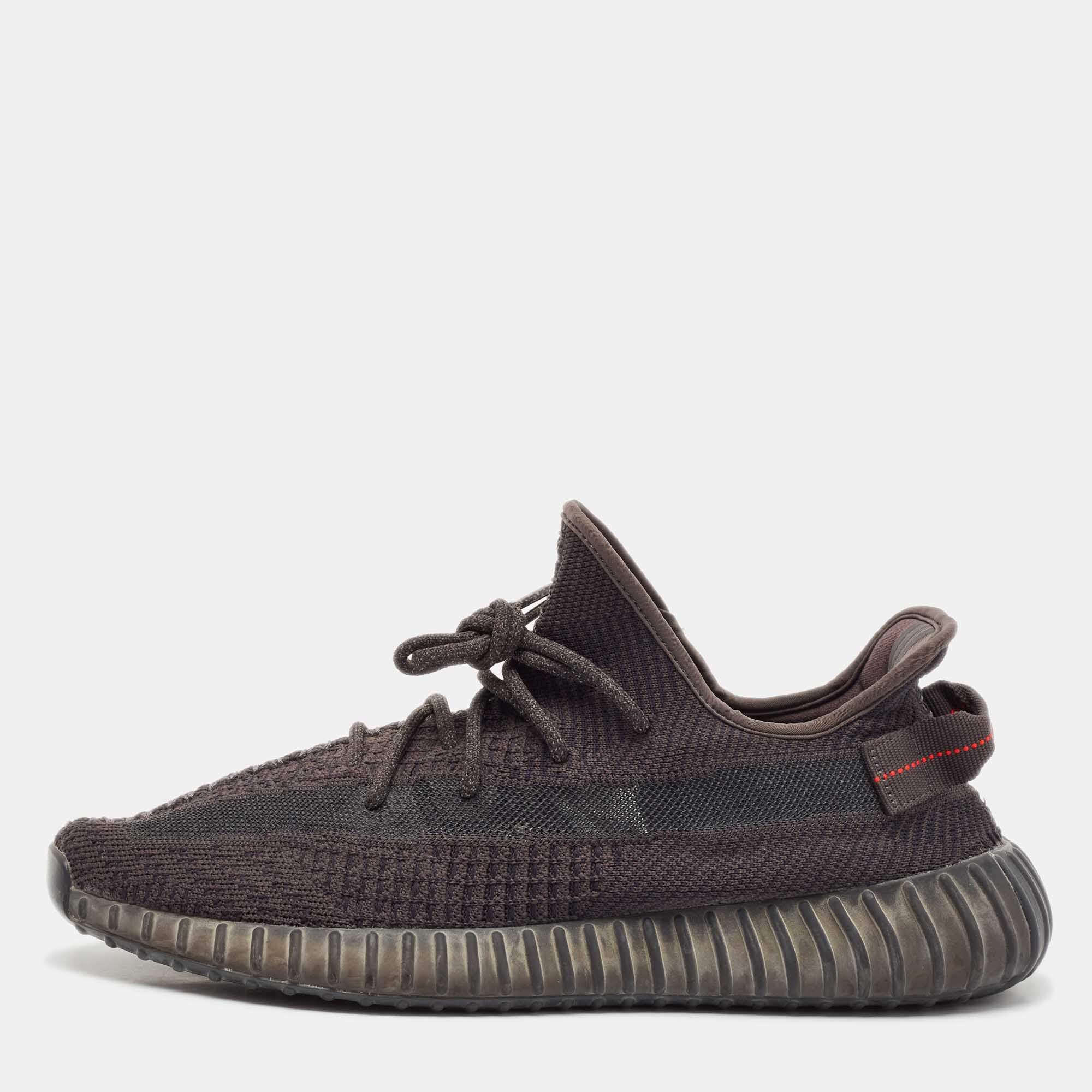 Yeezy x Adidas Black Knit Fabric Boost 350 Pirate Black Sneakers Size 46 2/3