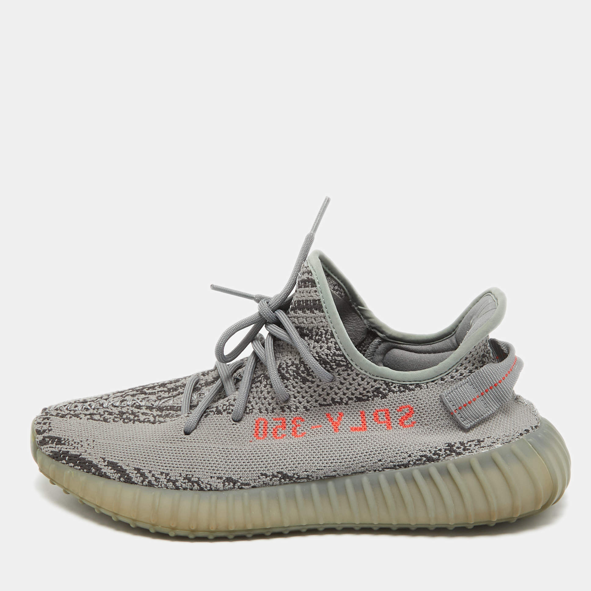 Yeezy x Adidas Grey Knit Fabric Boost 350 V2 Beluga 2.0 Sneakers Size 44