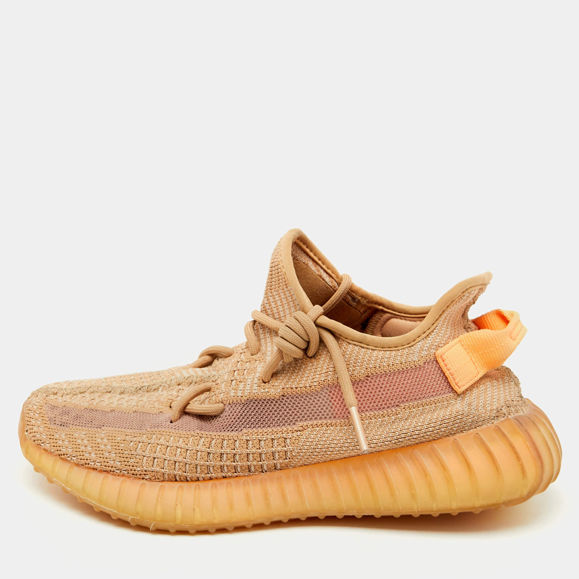 Yeezy x Adidas Orange Knit Fabric Boost 350 V2 Clay Sneakers Size 40 2/3