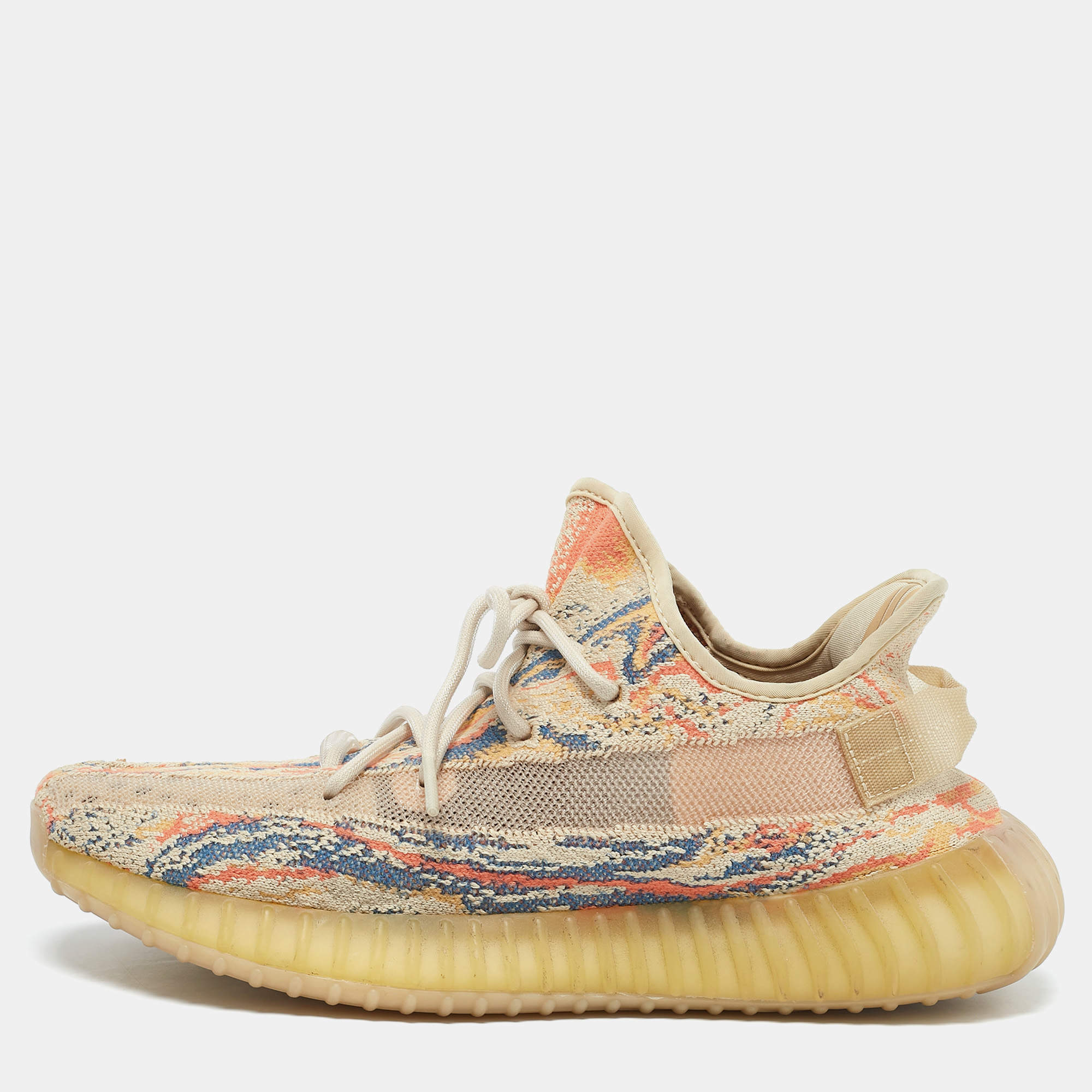 Pre Owned Yeezy x Adidas Multicolor Knit Fabric Boost 350 V2 MX Oat Sneakers Size 43 1/3