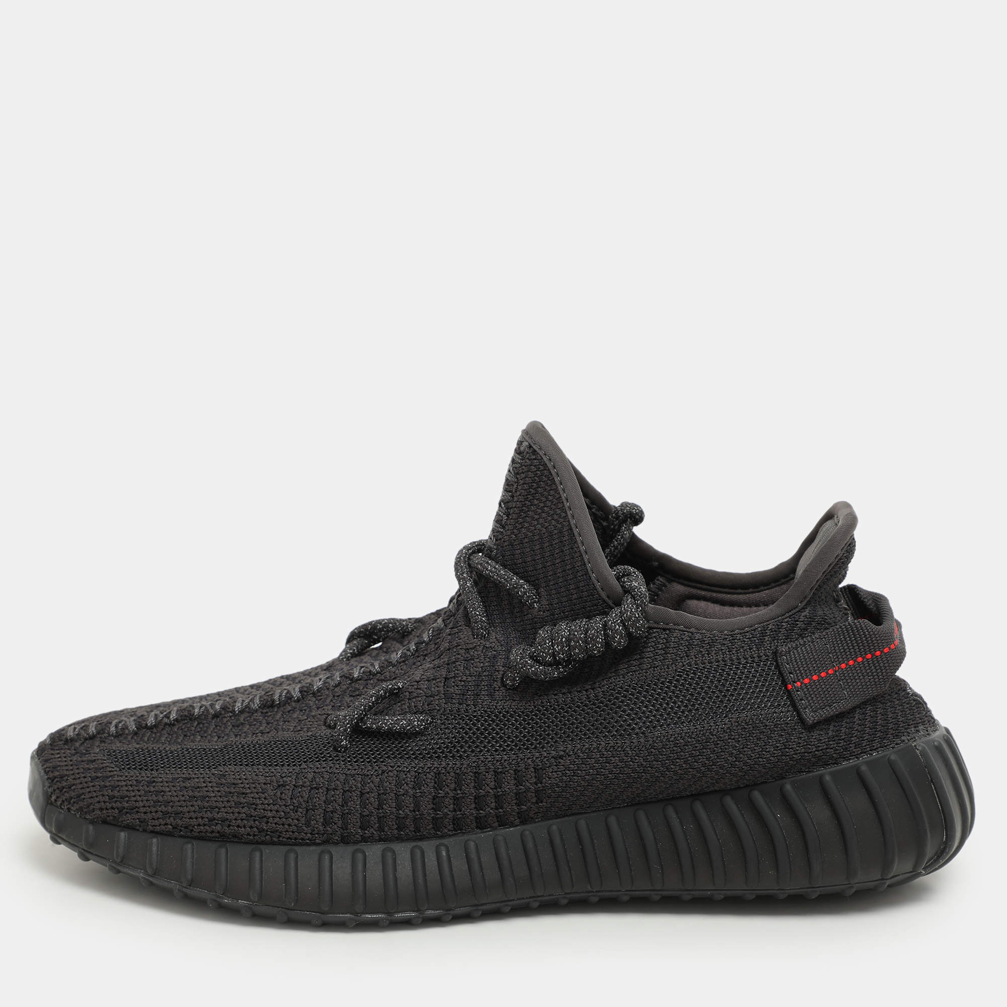Yeezy x Adidas Black Knit Fabric Boost 350 V2 "Static Black" Low Top Sneakers Size 41 1/3