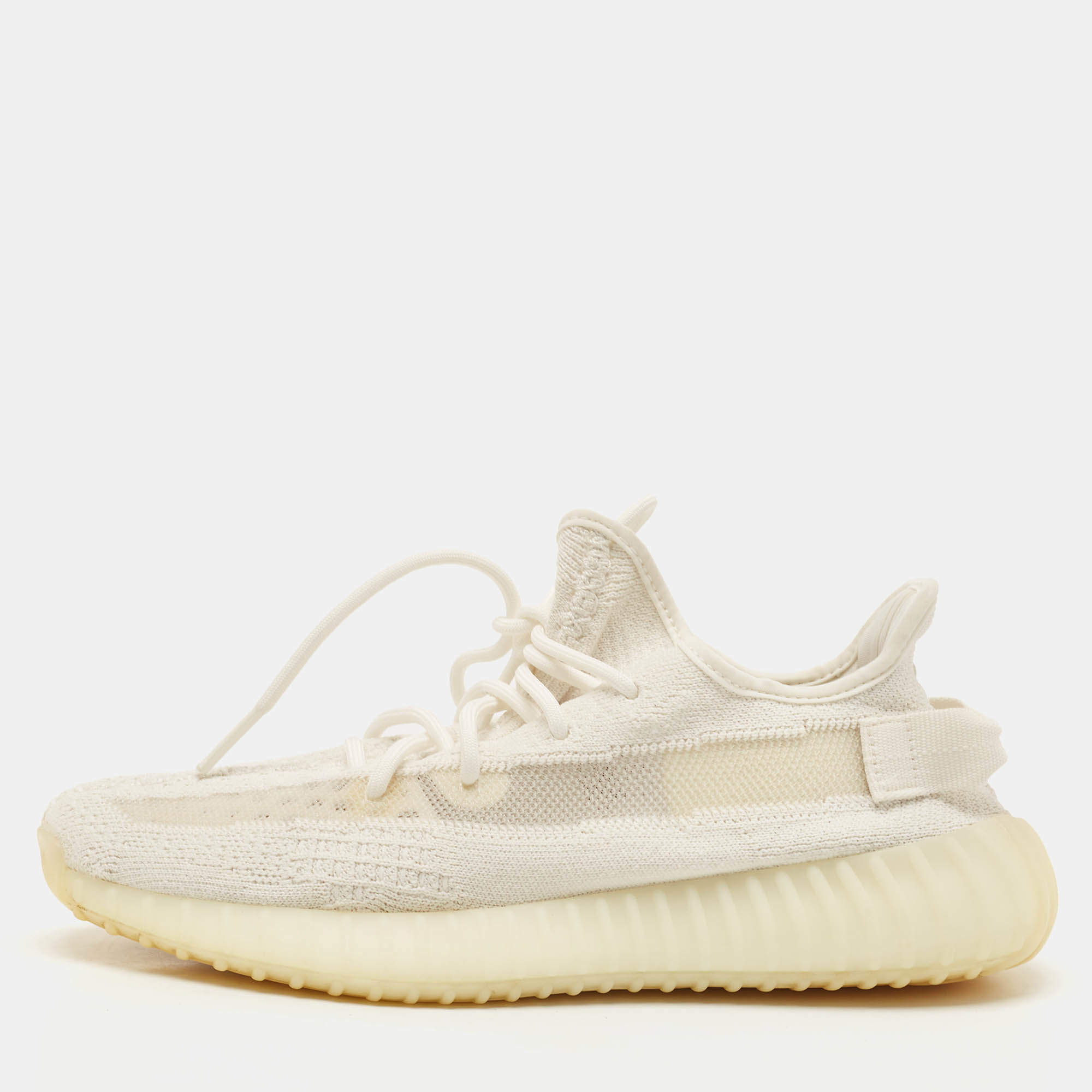 Yeezy x Adidas Off White Knit Fabric Boost 350 V2 Bone Sneakers Size 42 2/3