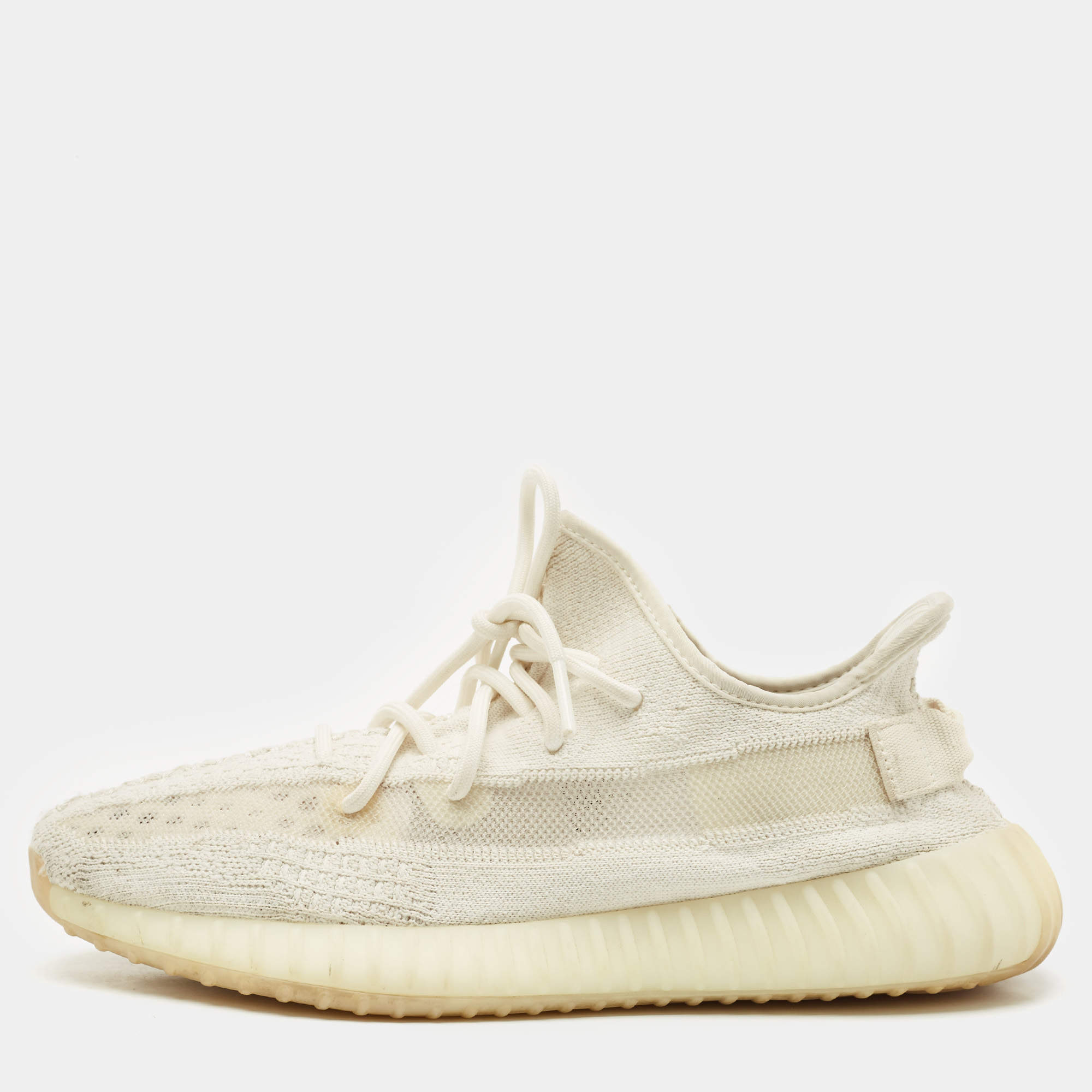 Yeezy x Adidas Off White Knit Fabric Boost 350 V2 Bone Sneakers Size 43 1/3