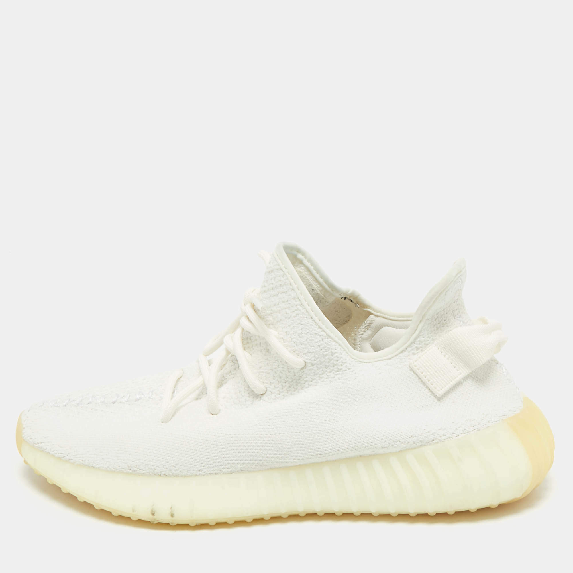 Yeezy x Adidas White Knit Fabric Boost 350 V2 White Sneakers Size 44