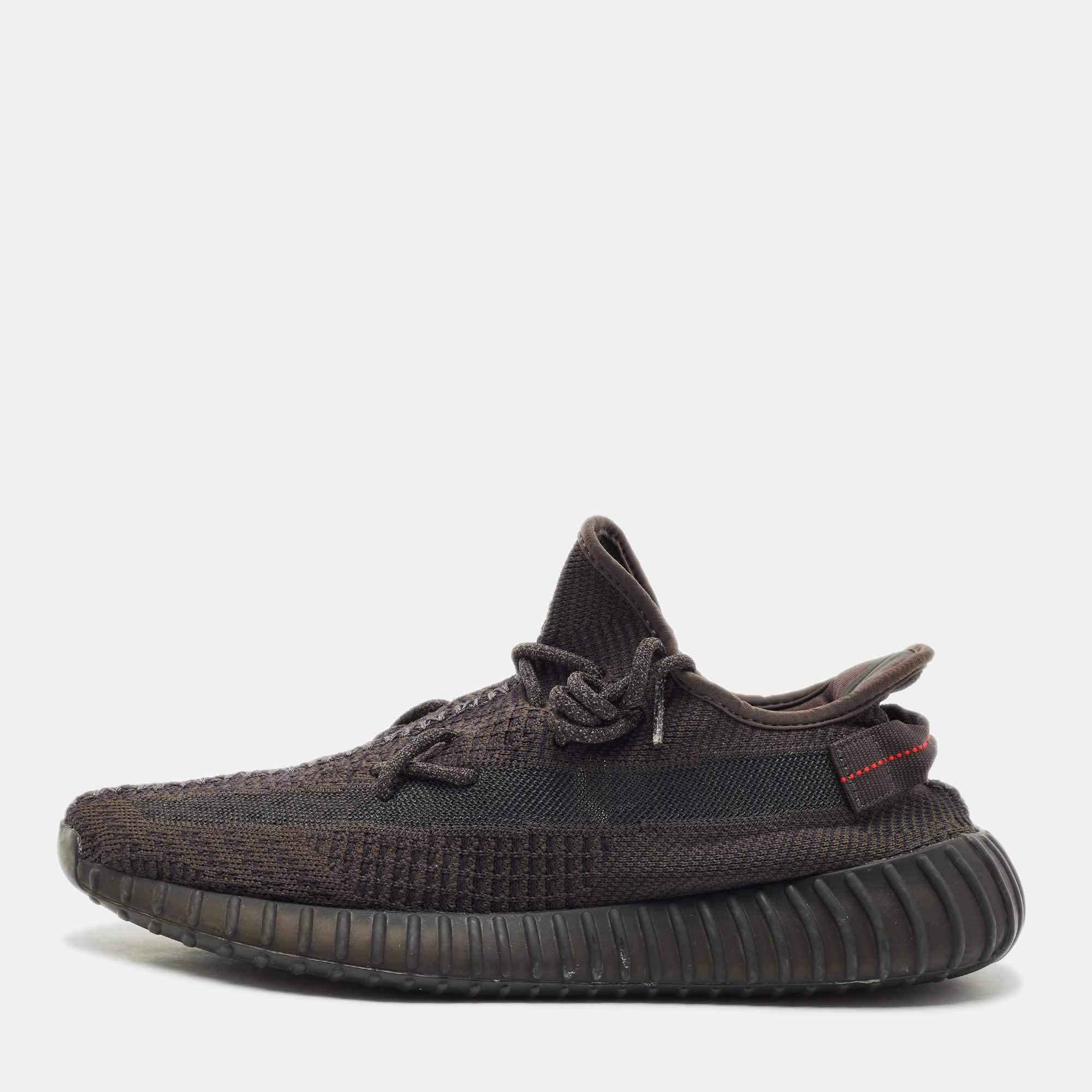 Yeezy x Adidas Black Mesh Boost 350 V2 Mono Cinder Sneakers Size 46