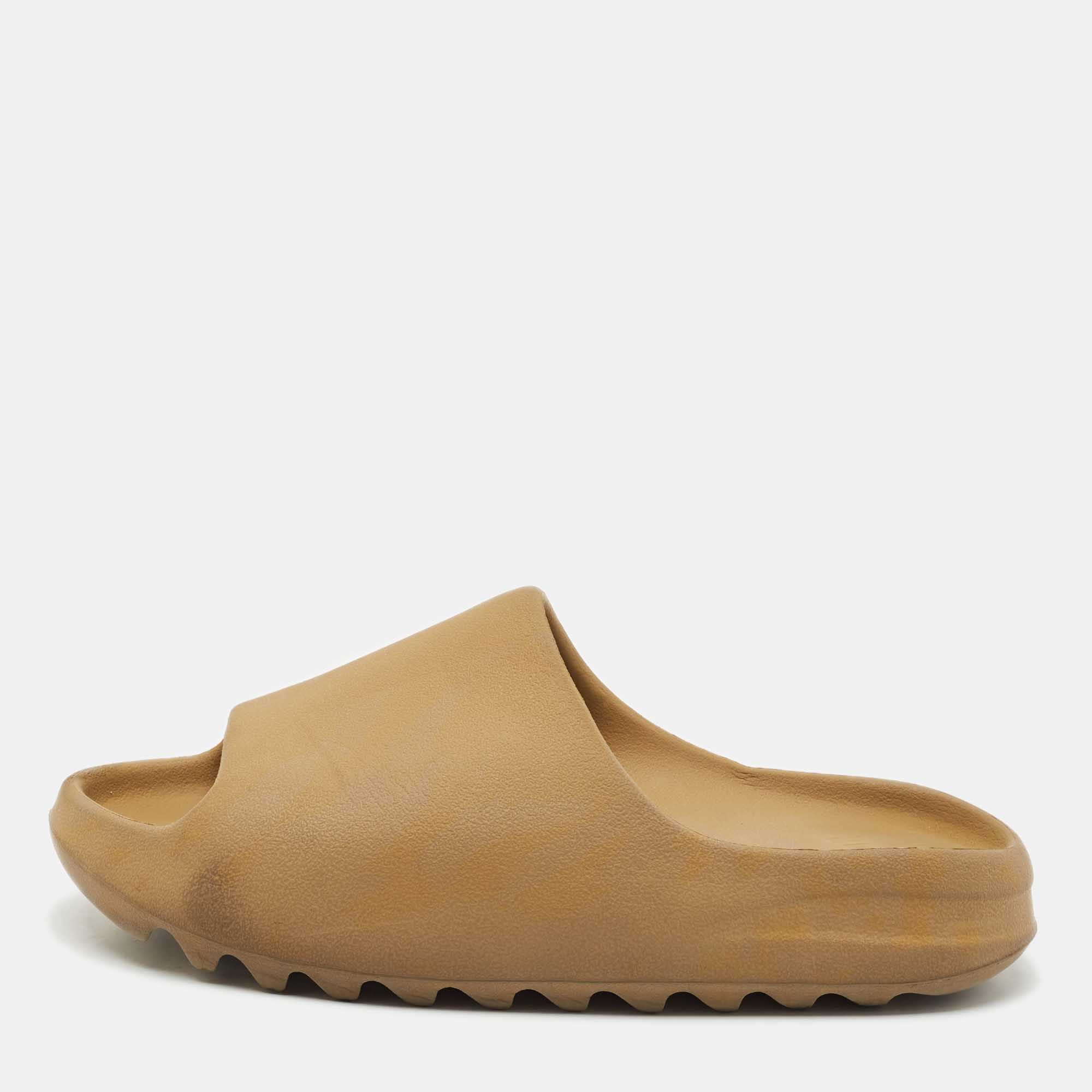 Yeezy x Adidas Brown Rubber Ochre Slides Size 42