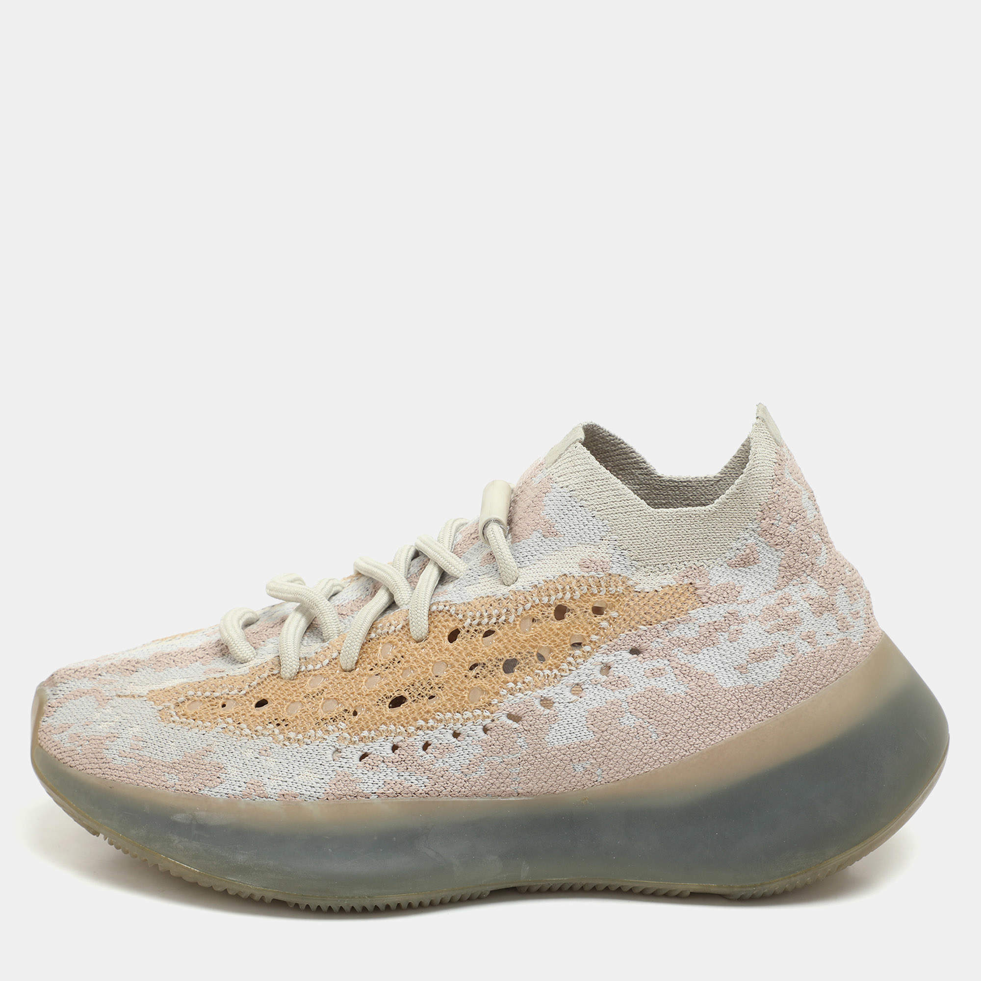 Pre Owned Yeezy x adidas Pepper Knit Fabric Boost 380 Mist Reflective Low Top Sneakers Size 37 1/3