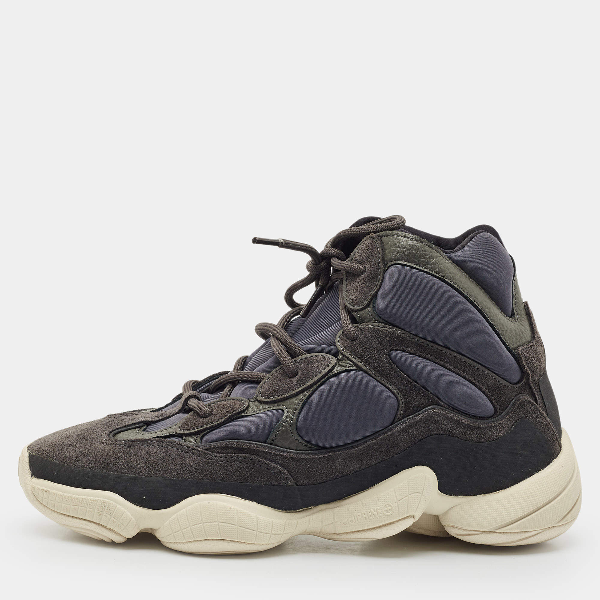 Pre Owned Yeezy x Adidas Blue/Grey Neoprene and Suede 500 High Slate Sneakers Size 44 2/3