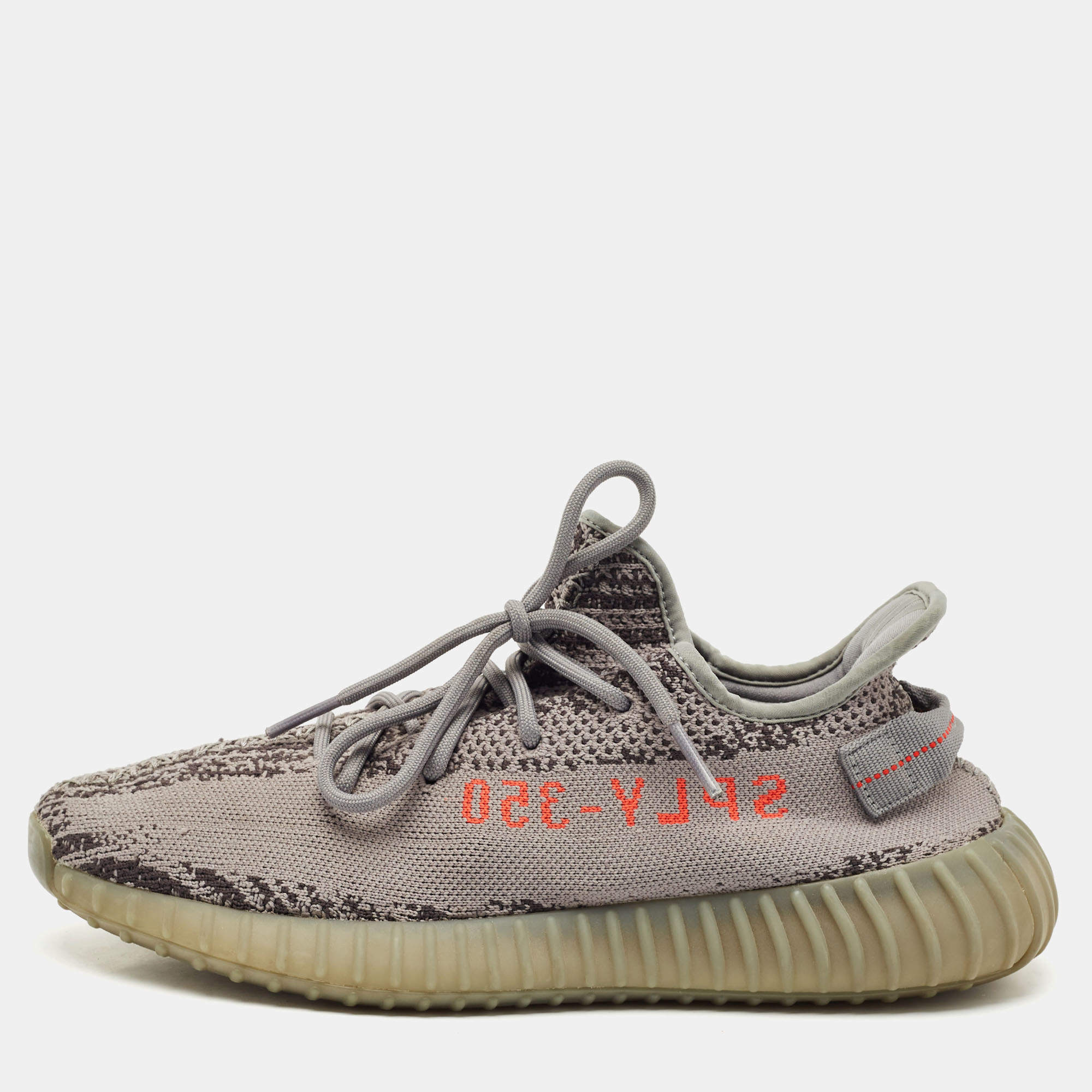 Pre Owned Yeezy x Adidas Grey Knit Fabric Boost 350 V2 Beluga 2.0 Sneakers Size 44