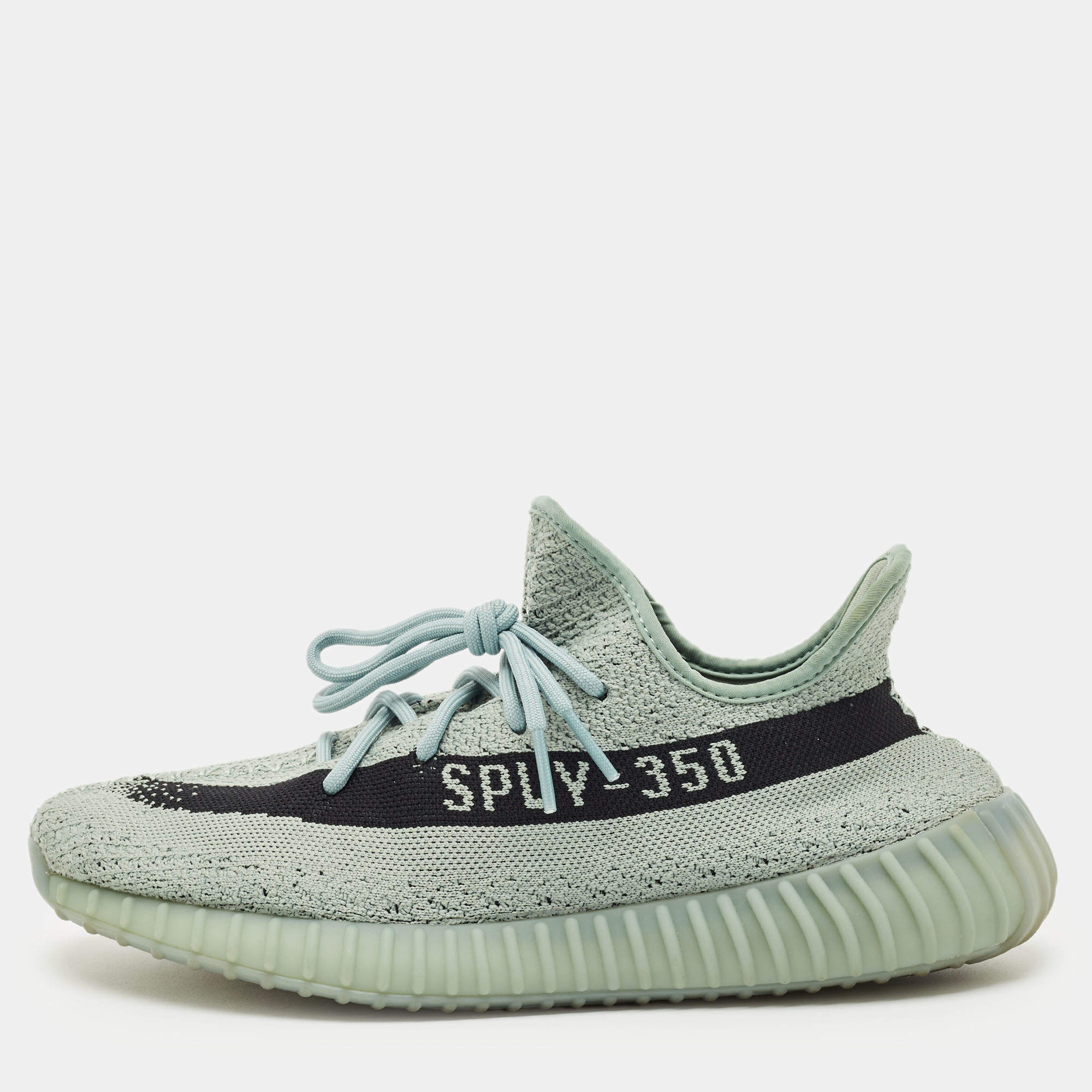 Pre Owned Yeezy x Adidas Grey Knit Fabric Boost 350 V2 Salt Sneakers Size 45 1/3