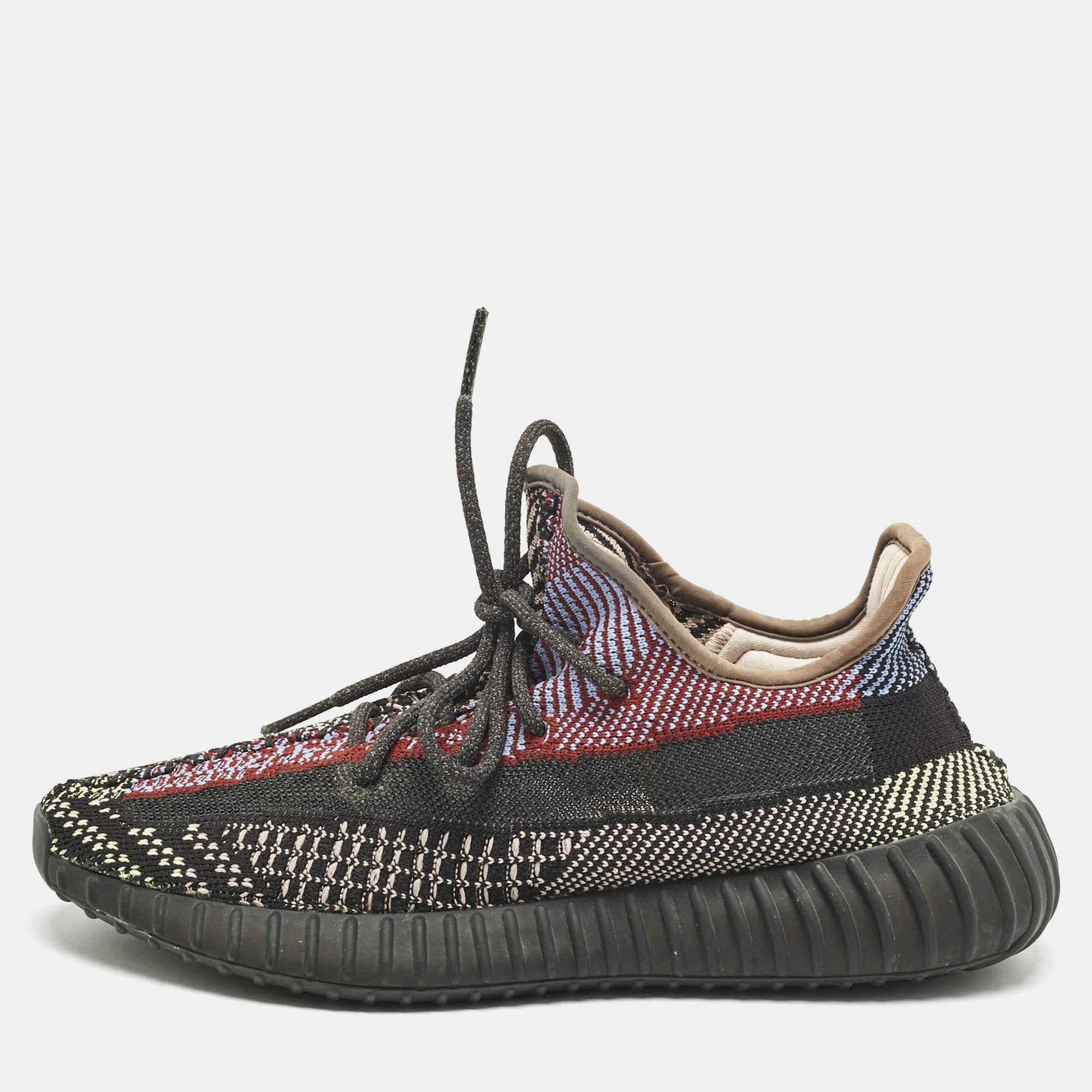 Pre Owned Yeezy x Adidas Multicolor Knit Fabric Boost 350 V2 Lace Up Sneakers Size 42