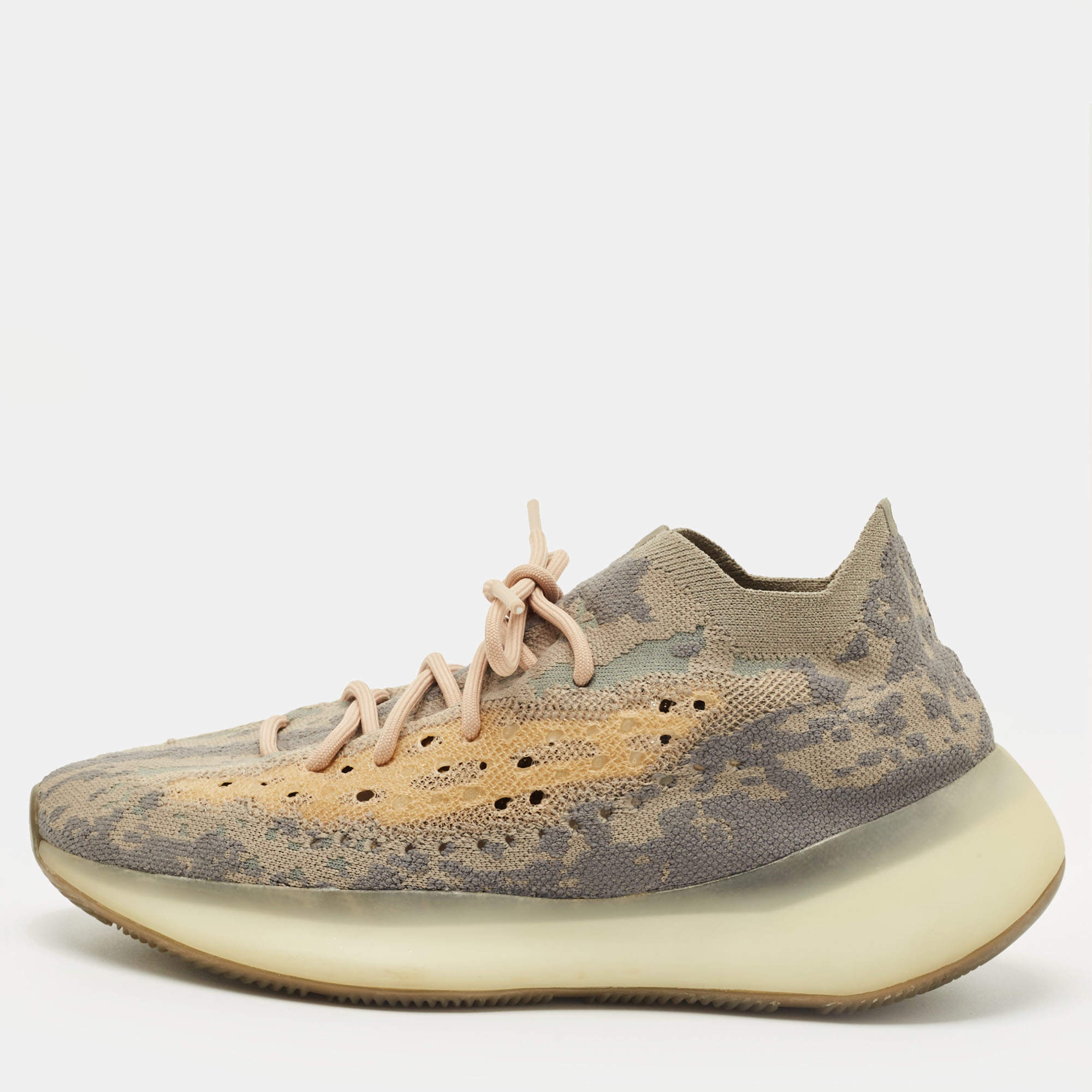 Pre Owned Yeezy x Adidas Grey Knit Fabric Boost 380 Mist Reflective Sneakers Size 44 2/3