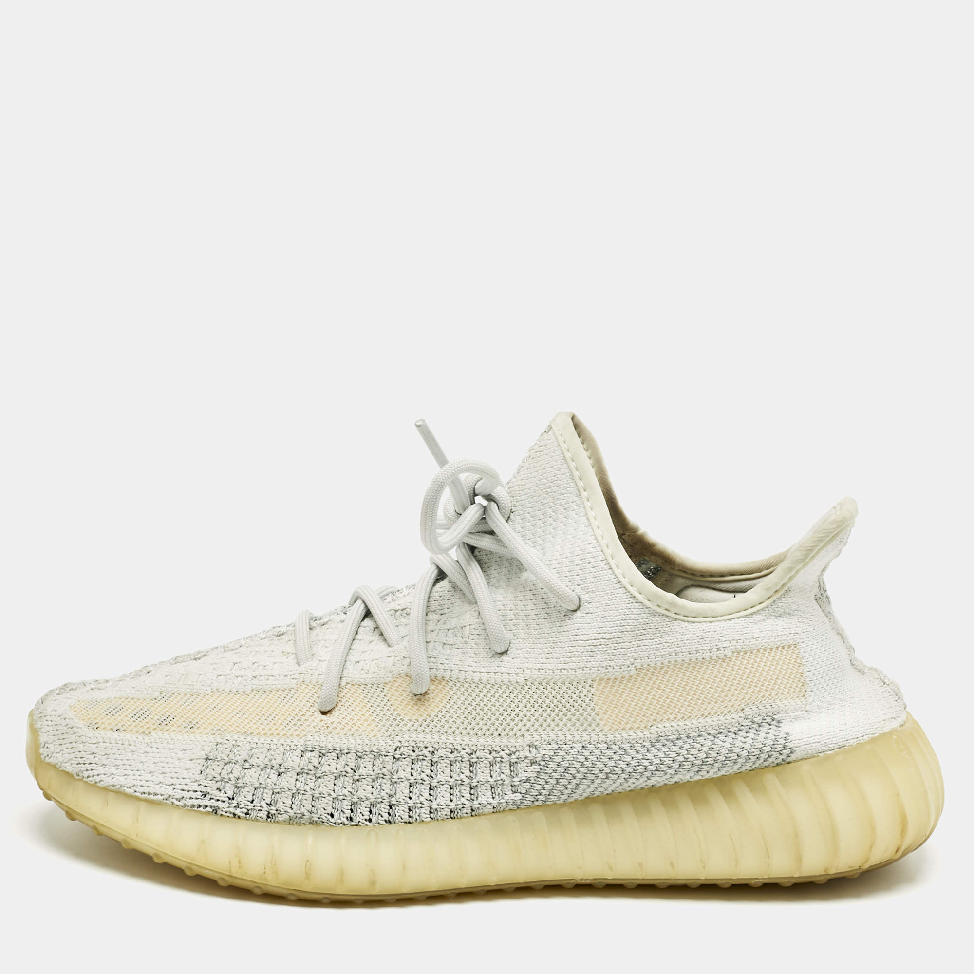 Pre Owned Yeezy x Adidas Blue Knit Fabric Boost 350 V2 Lundmark Sneakers Size 44