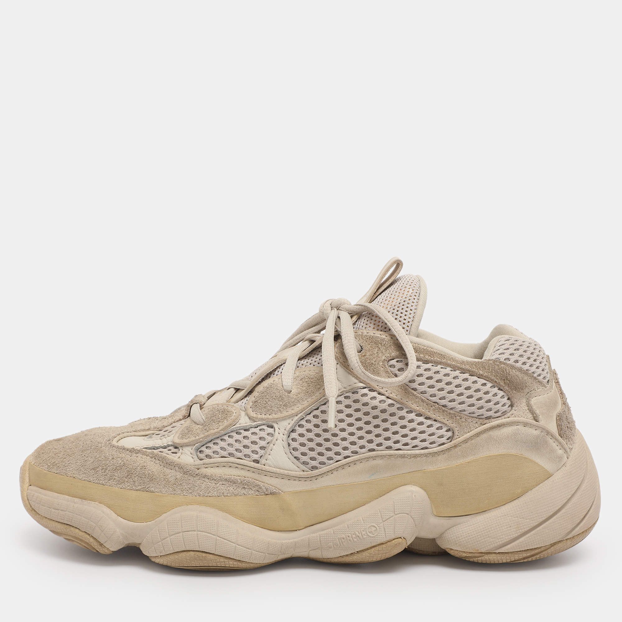 Pre Owned Yeezy x Adidas Grey Mesh and Suede Yeezy 500 Blush Sneakers Size 41 1/3