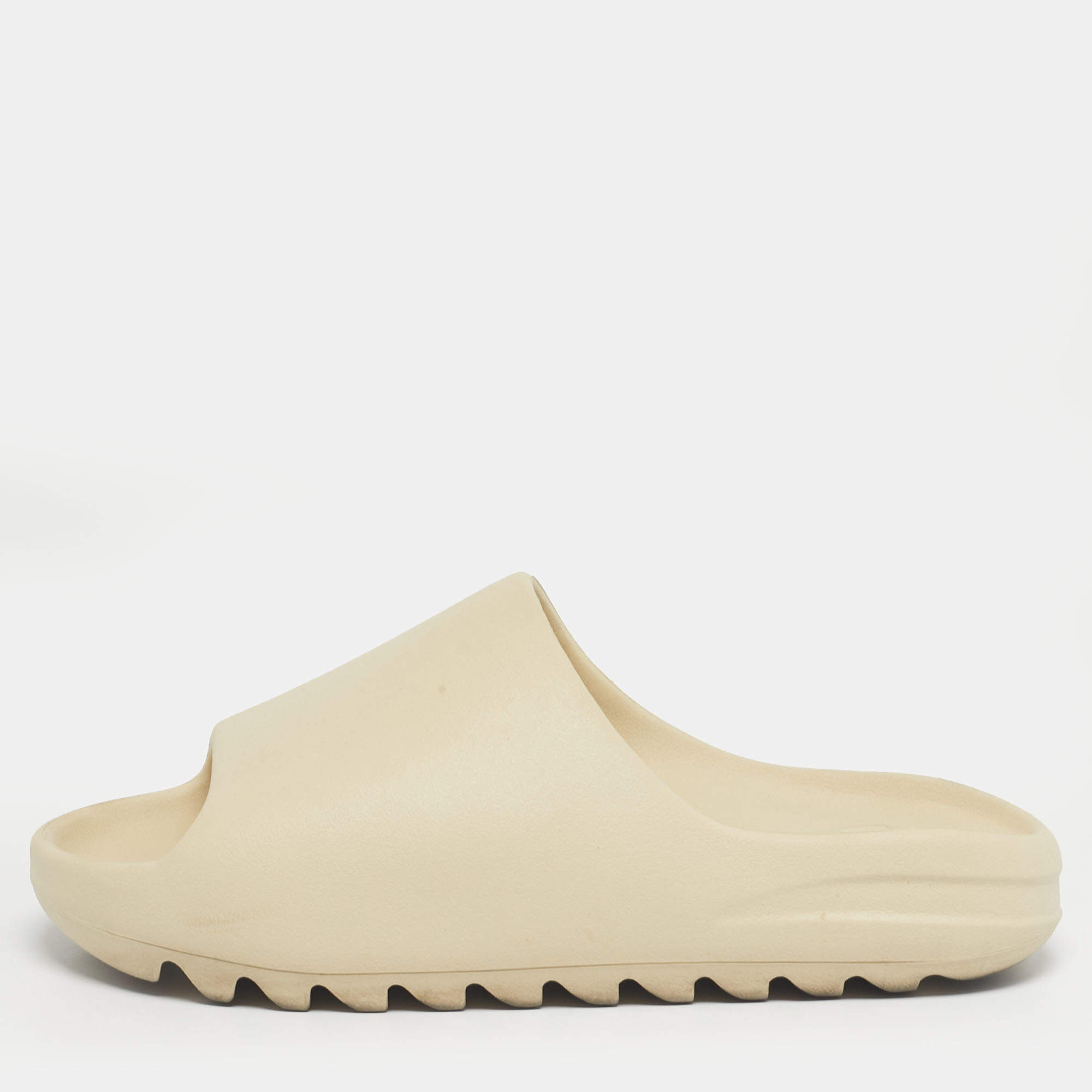Pre Owned Yeezy x Adidas Cream Rubber Bone Slides Size 47