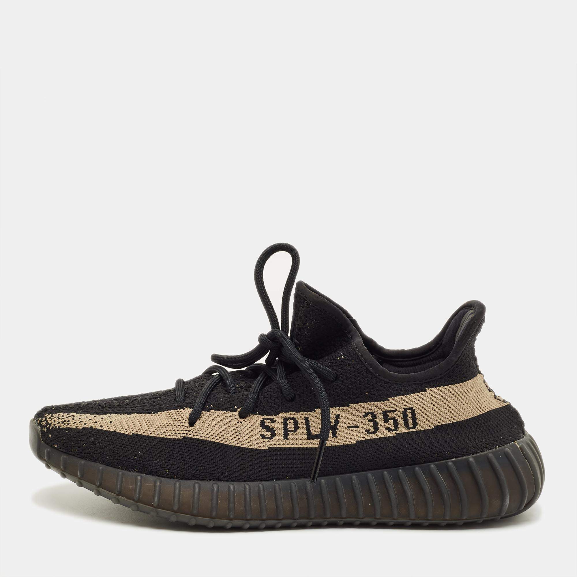 مملوكة مسبقًا Yeezy x Adidas 350 V2 Size 44 Black Knit Fabric Low Top Sneakers