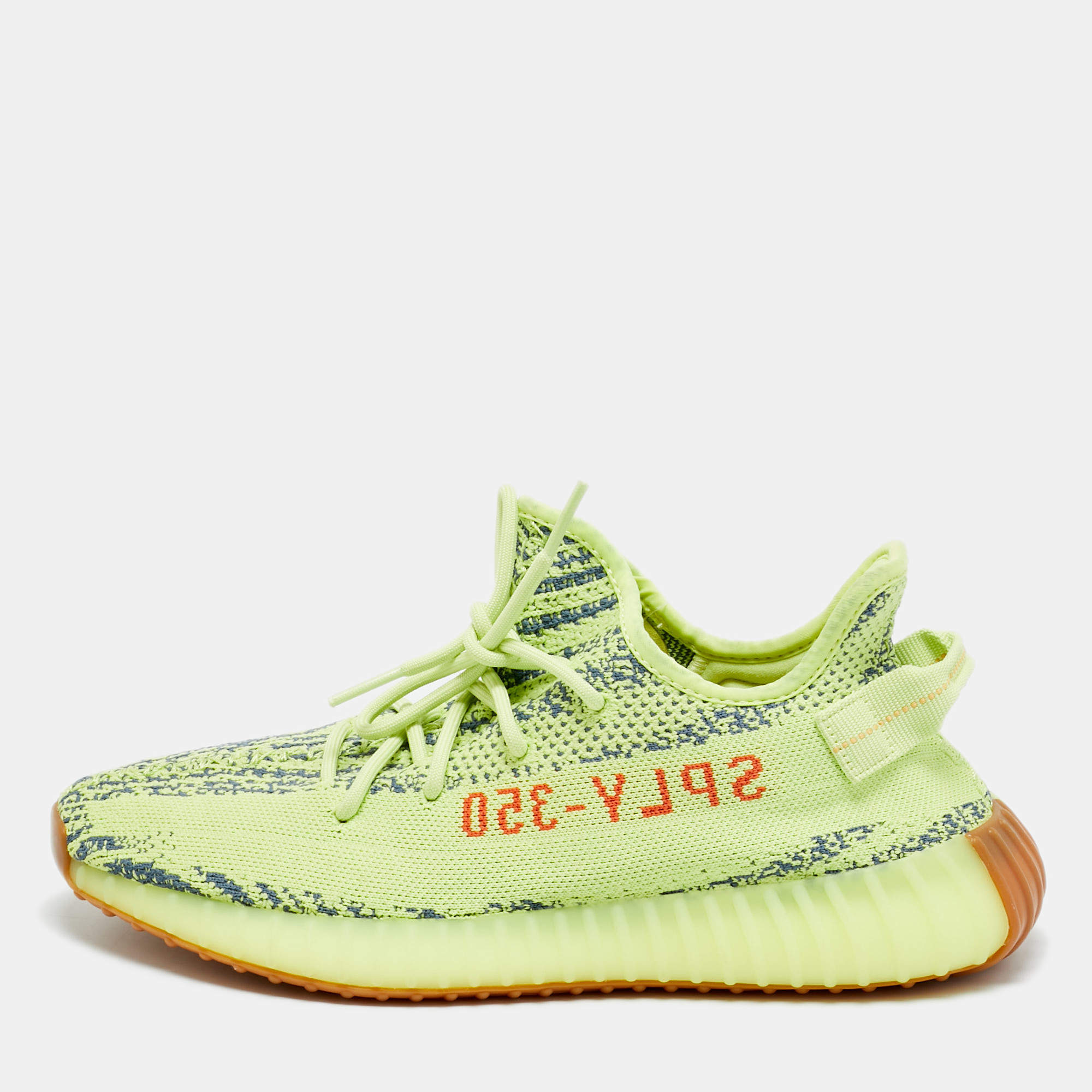 مملوكة مسبقًا Yeezy x Adidas Boost 350 V2 Semi Frozen Size 44 2/3 Yellow Knit Fabric Low Top Sneakers