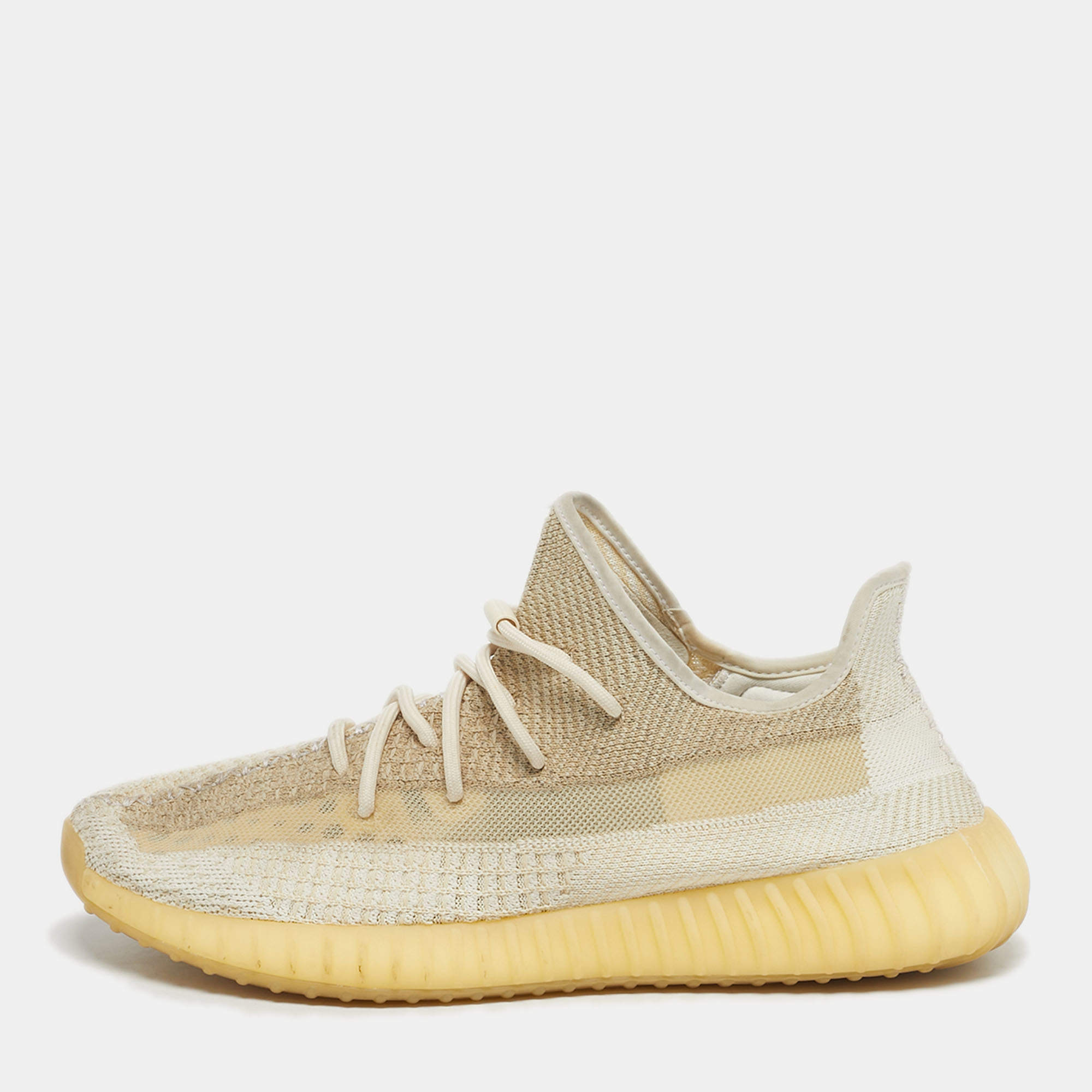 Pre Owned Yeezy x Adidas 350 V2 Light Size 37.5 Two Tone Knit Fabric Low Top Sneakers