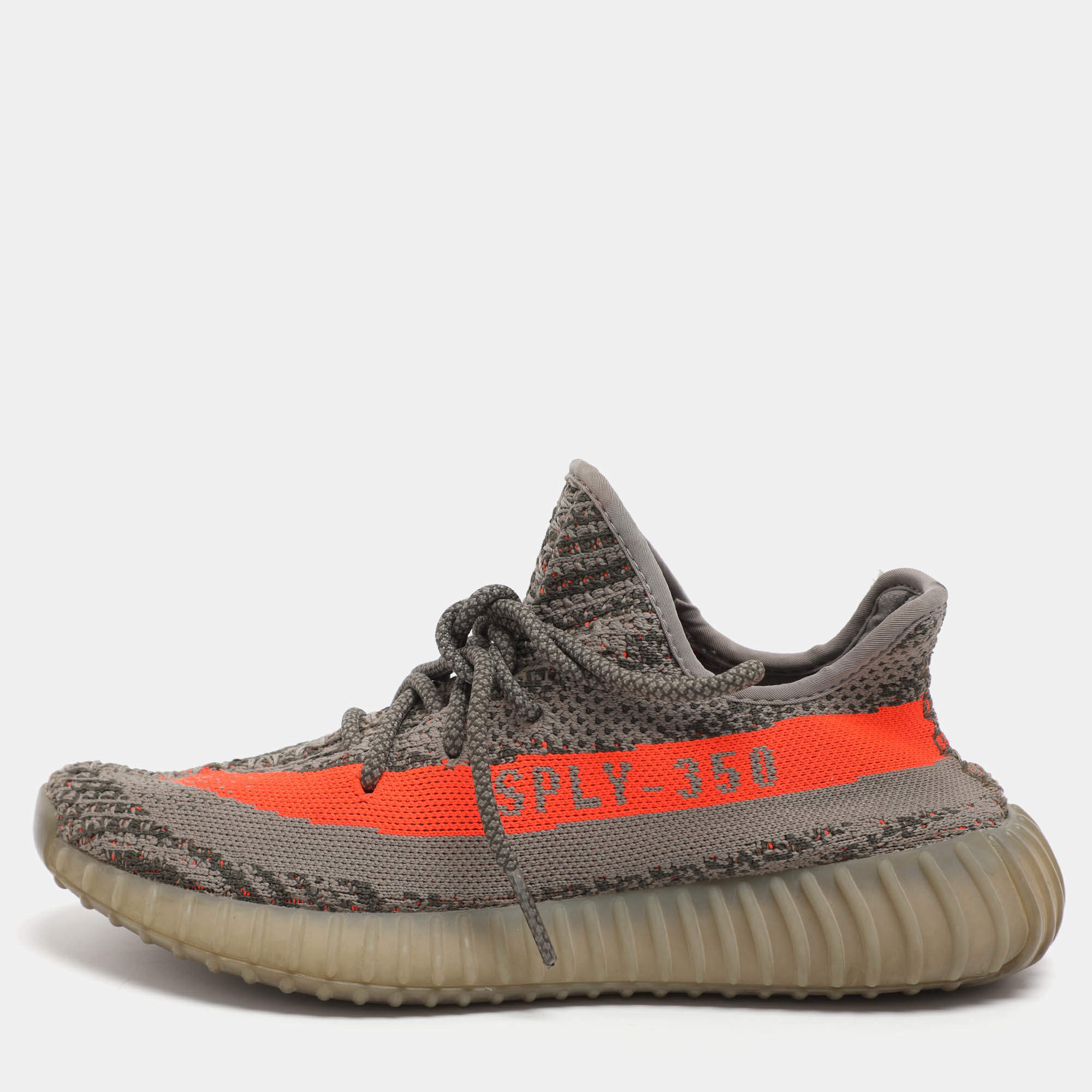 Pre Owned Yeezy x Adidas Boost 350 V2 Size 39 1/3 Beluga Knit Fabric Low Top Sneakers